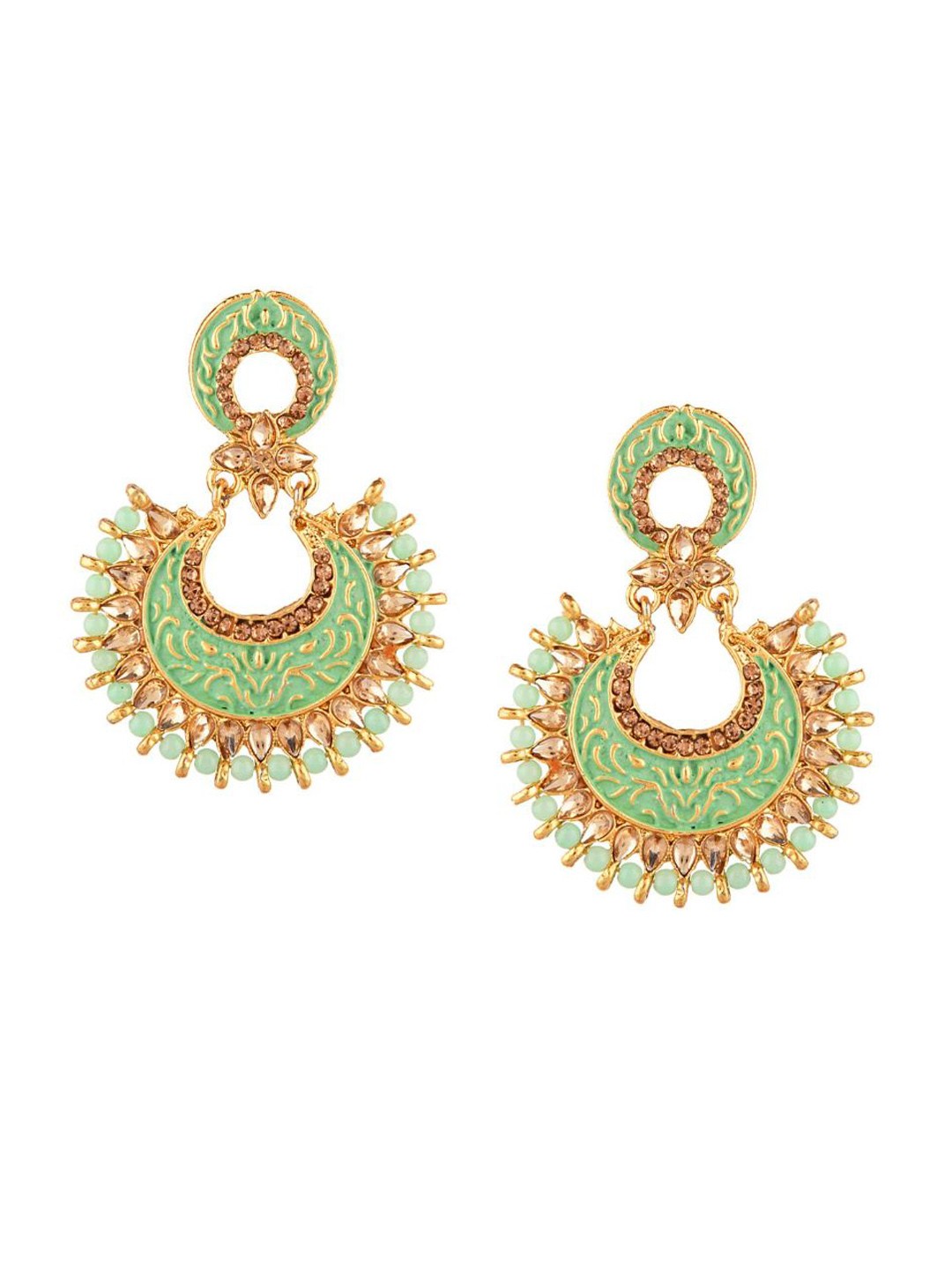 

Efulgenz Lime Green Spiked Chandbalis Earrings