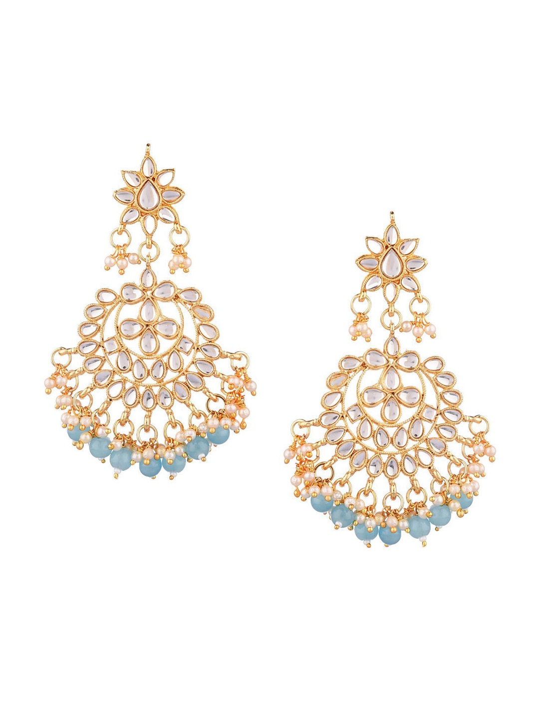 

Efulgenz Blue Designer Floral Chandbalis Earrings