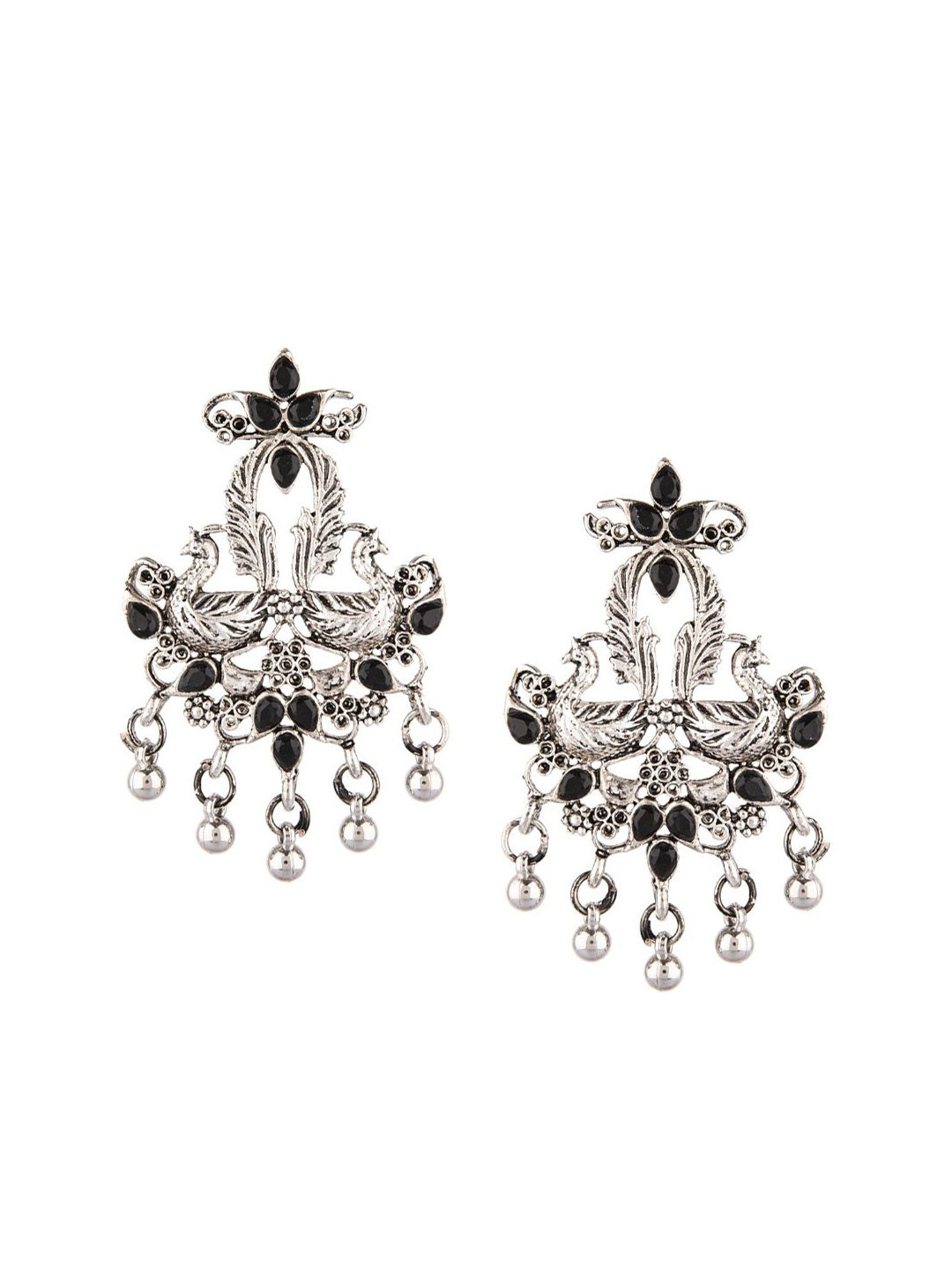 

Efulgenz Silver-Toned Chandiler oxidized silver dangle earrings set for women, girls