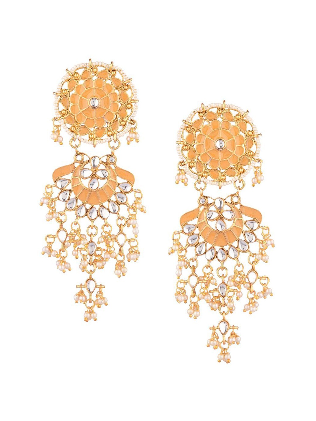 

Efulgenz Yellow Antique designer Floral Drop Earrings