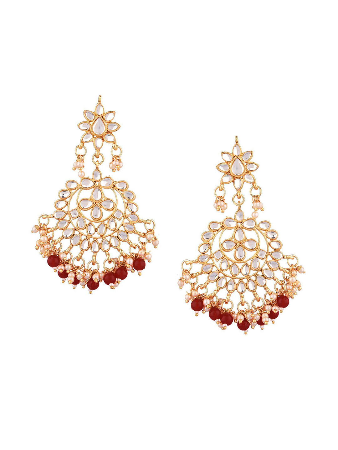 

Efulgenz Maroon Antique designer Floral Chandbalis Earrings