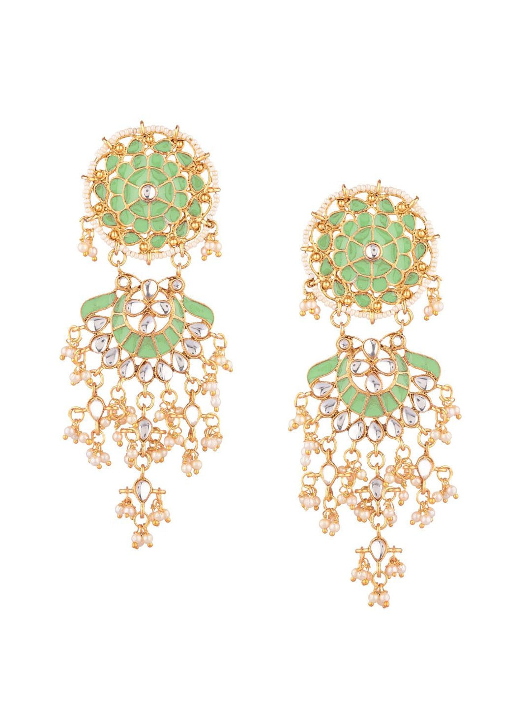 

Efulgenz Green Floral Drop Earrings