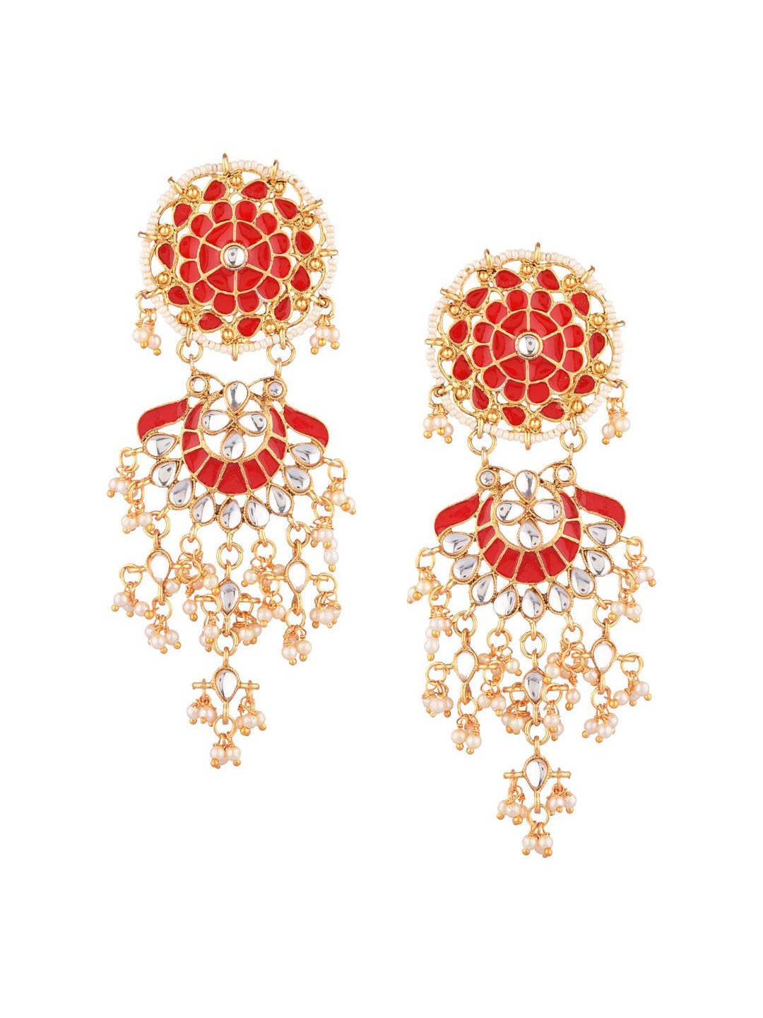 

Efulgenz Red Floral Drop Earrings