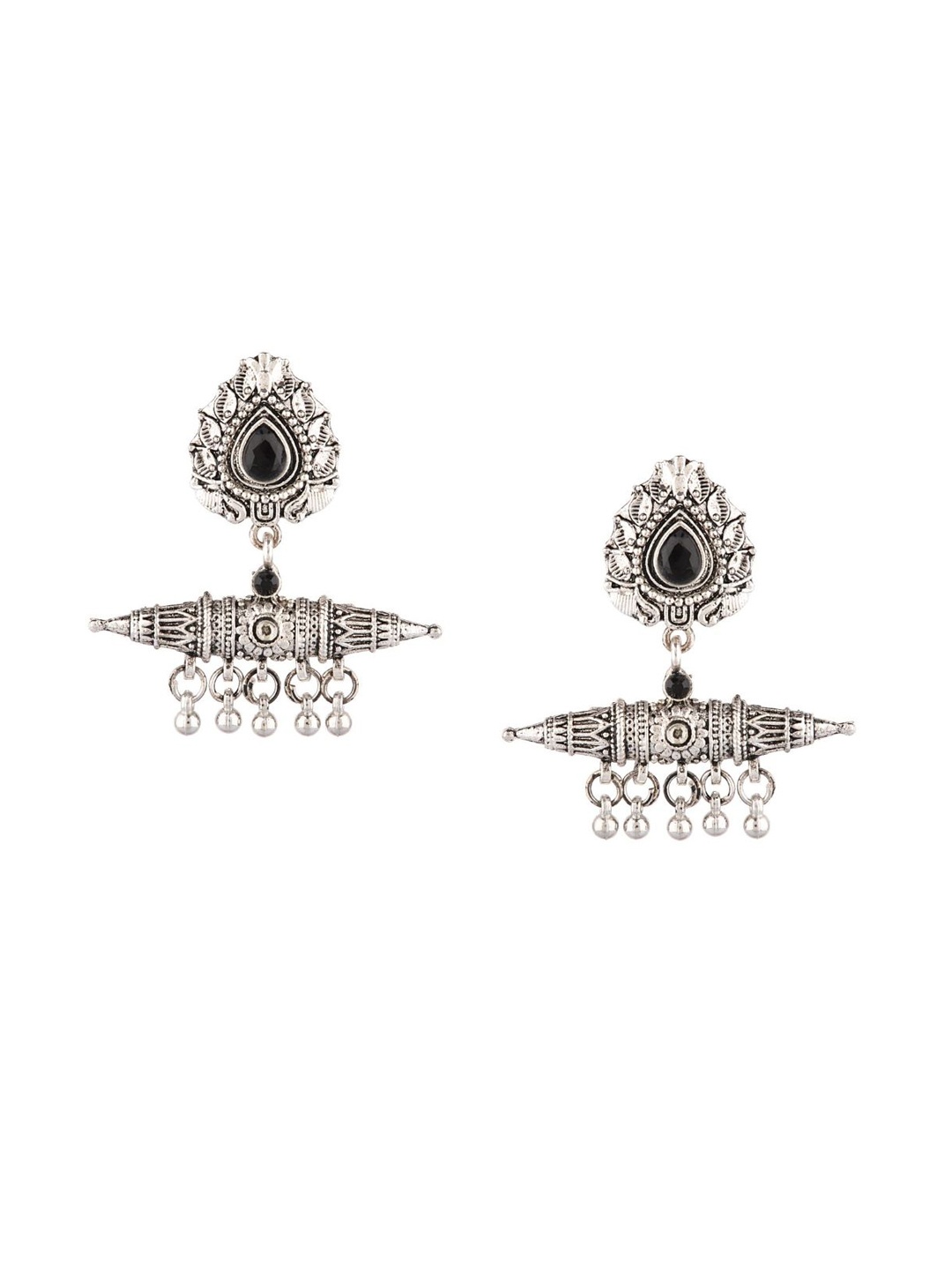 

Efulgenz Silver-Toned Classic Jhumkas Earrings