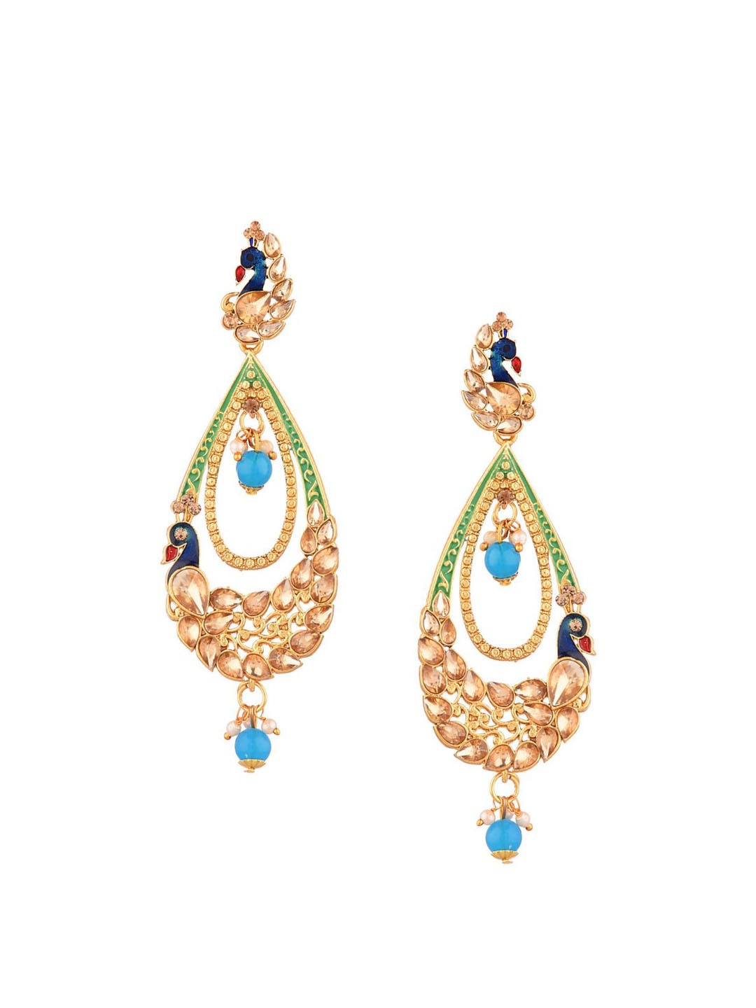 

Efulgenz Women Multicoloured Peacock Shaped Drop Earrings, Multi