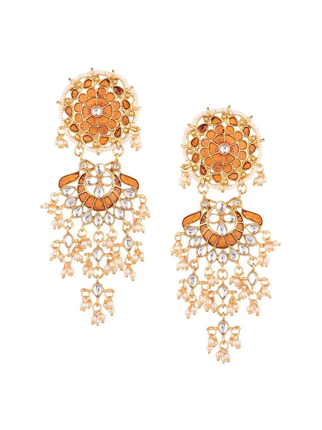 

Efulgenz Orange Floral Drop Earrings