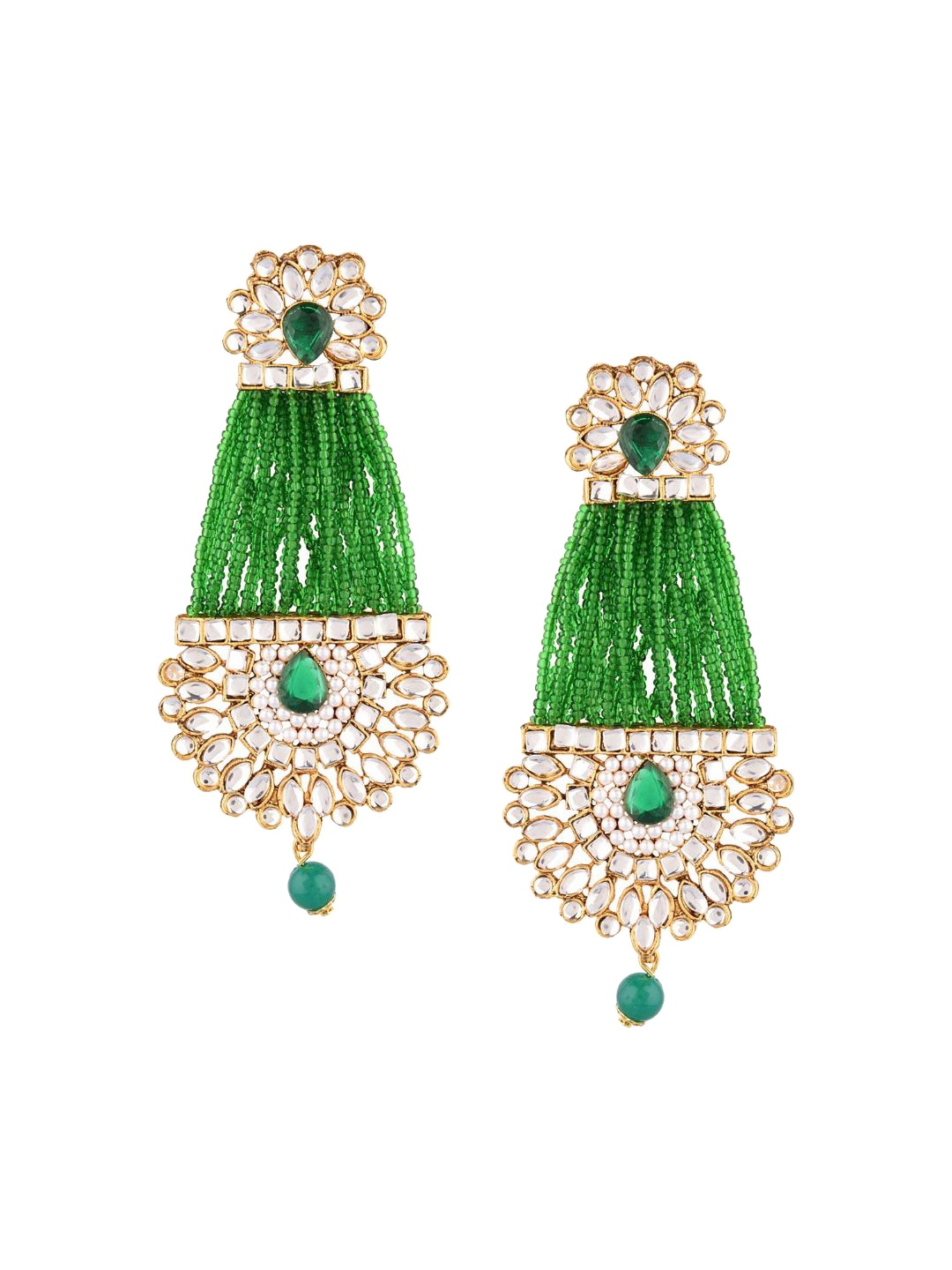 

Efulgenz Green Floral Drop Earrings