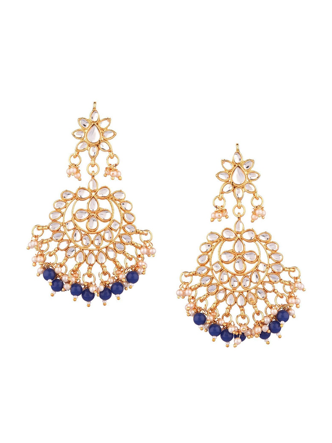 

Efulgenz Navy Blue Floral Chandbalis Earrings