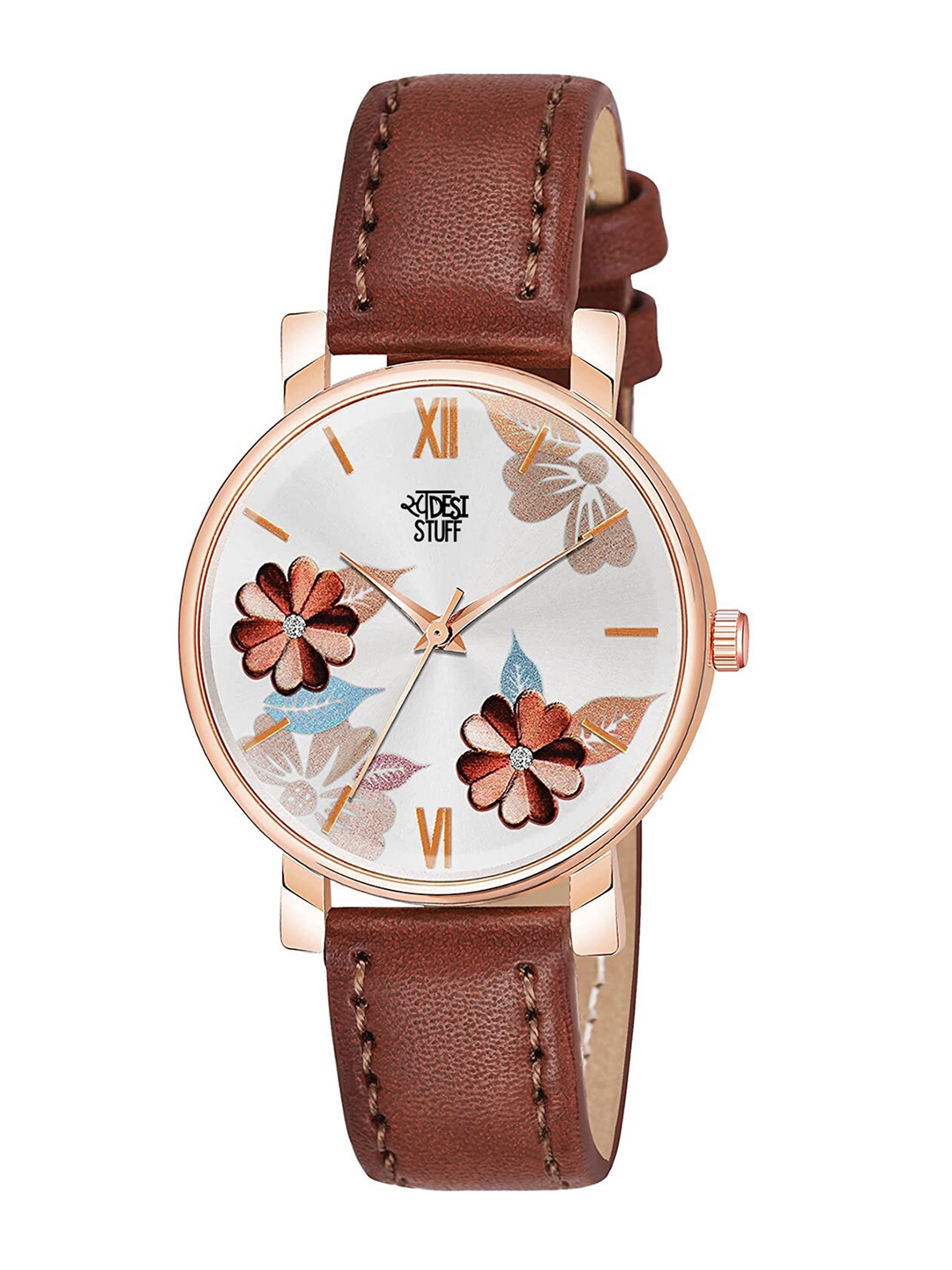 

SWADESI STUFF Women Brown Printed Dial & Brown Leather Straps Analogue Watch