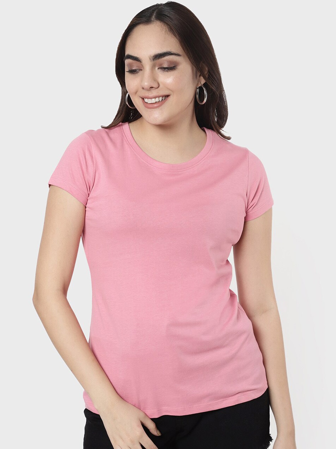 

R&B Women Pink Solid T-shirt