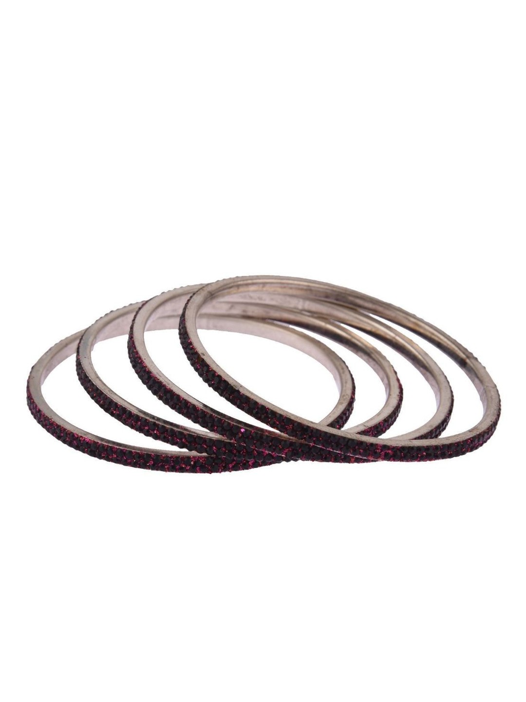 

Efulgenz Women Set Of 4 Maroon Studded Bangles