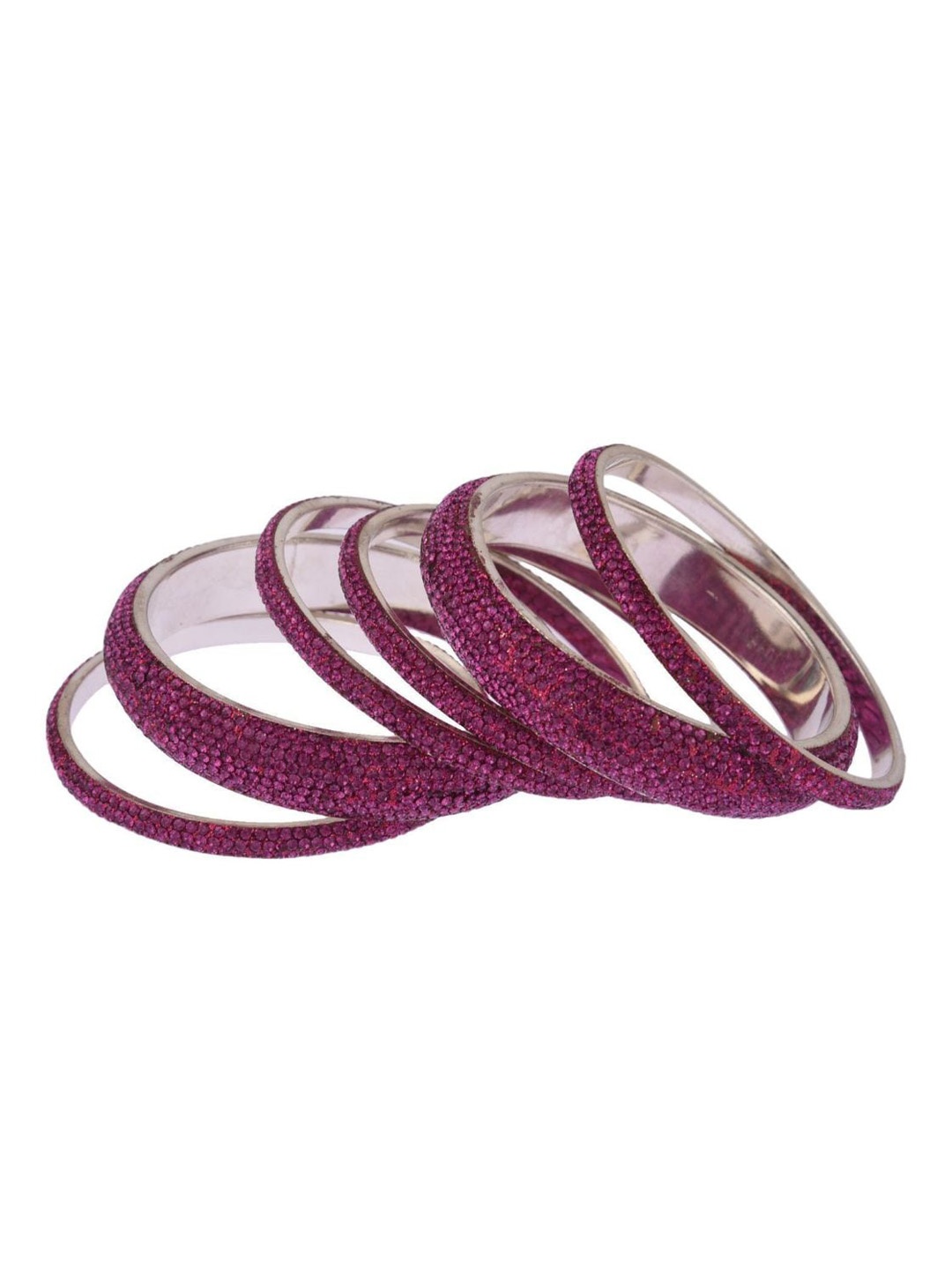 

Efulgenz Silver-Colored Purple Crystal-Studded Antique Bangle