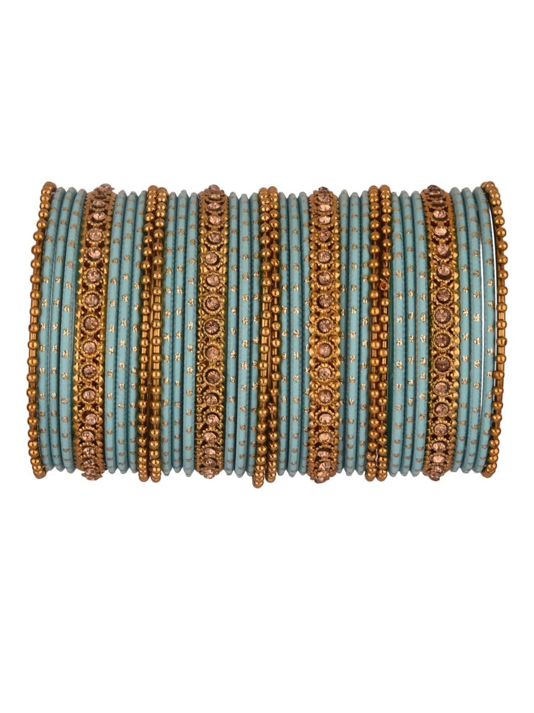 

Efulgenz Women 30 Peices Grey & Gold-Toned Metal Classic Fashion Bangle Set