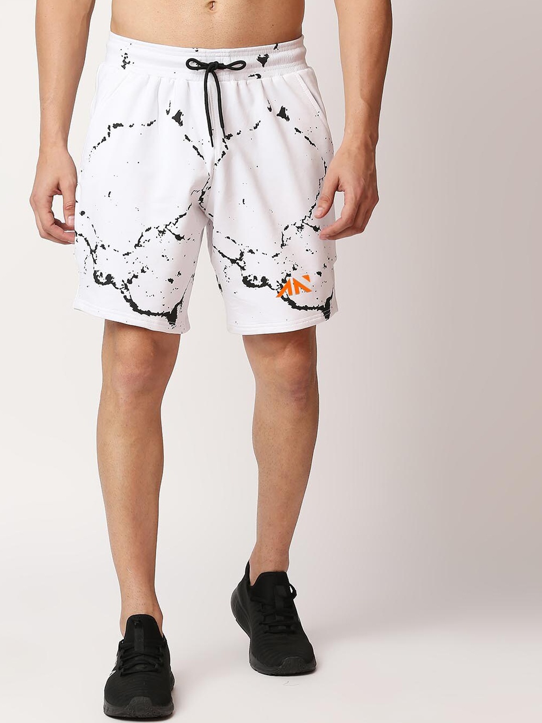 

AESTHETIC NATION Men White Printed Training or Gym Sports Shorts