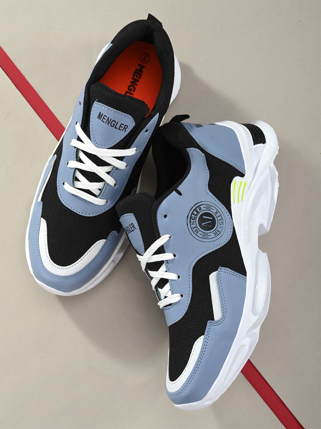 

MENGLER Men Blue Colourblocked Round toe Sneakers