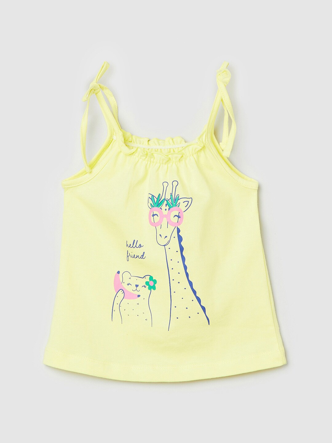 

max Girls Yellow Print Pure Cotton Top