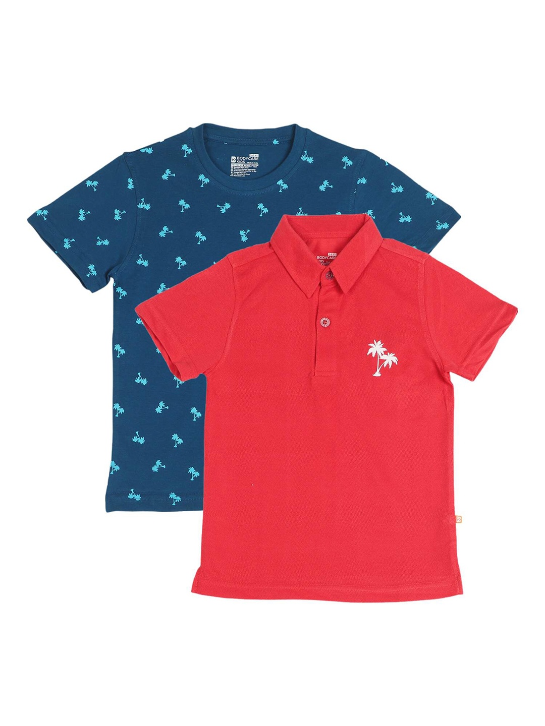 

PROTEENS Boys Blue & Red Pack Of 2 Printed Polo Collar T-shirt