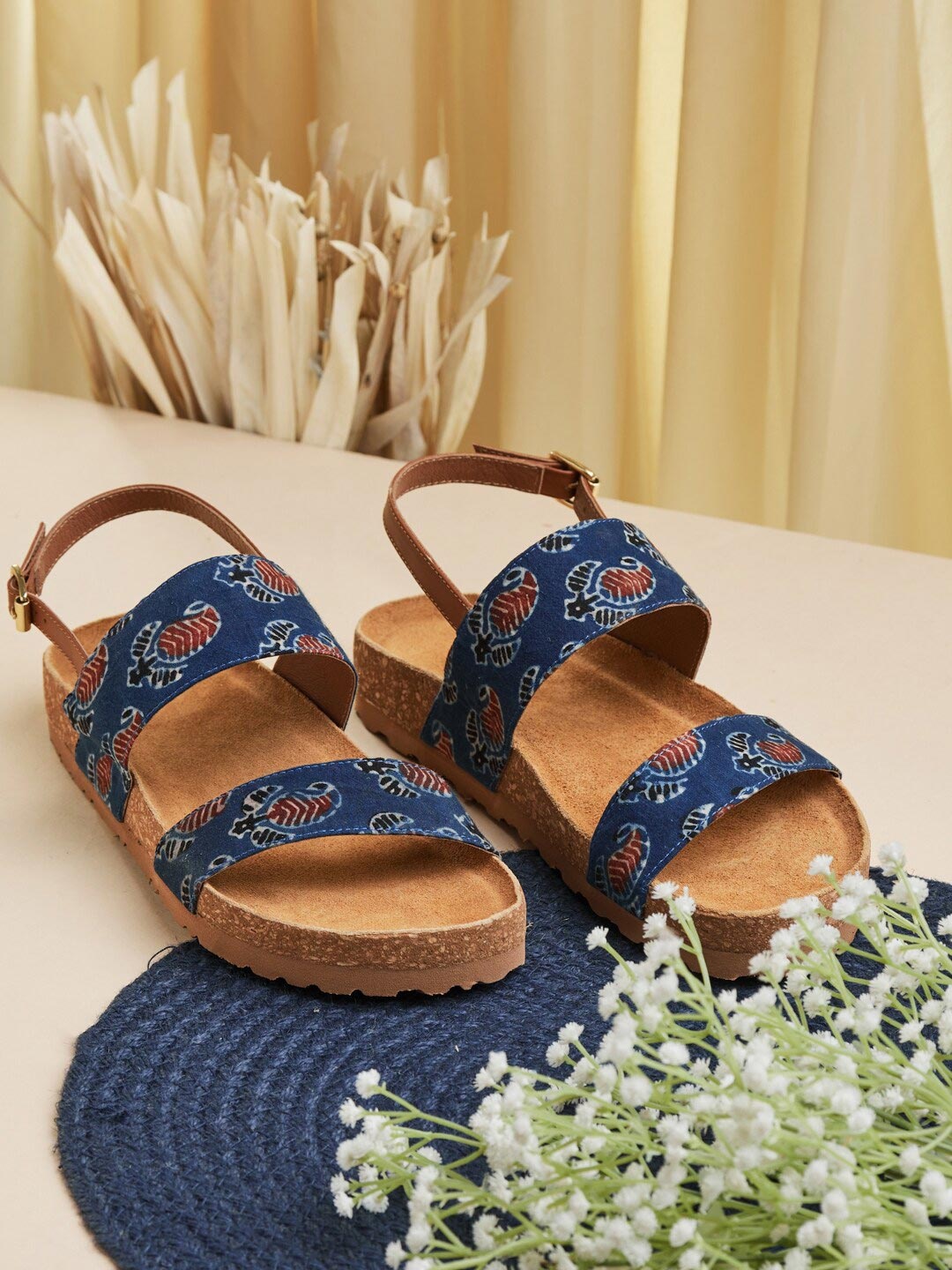 

Fabindia Women Navy Blue Block Printed Flats