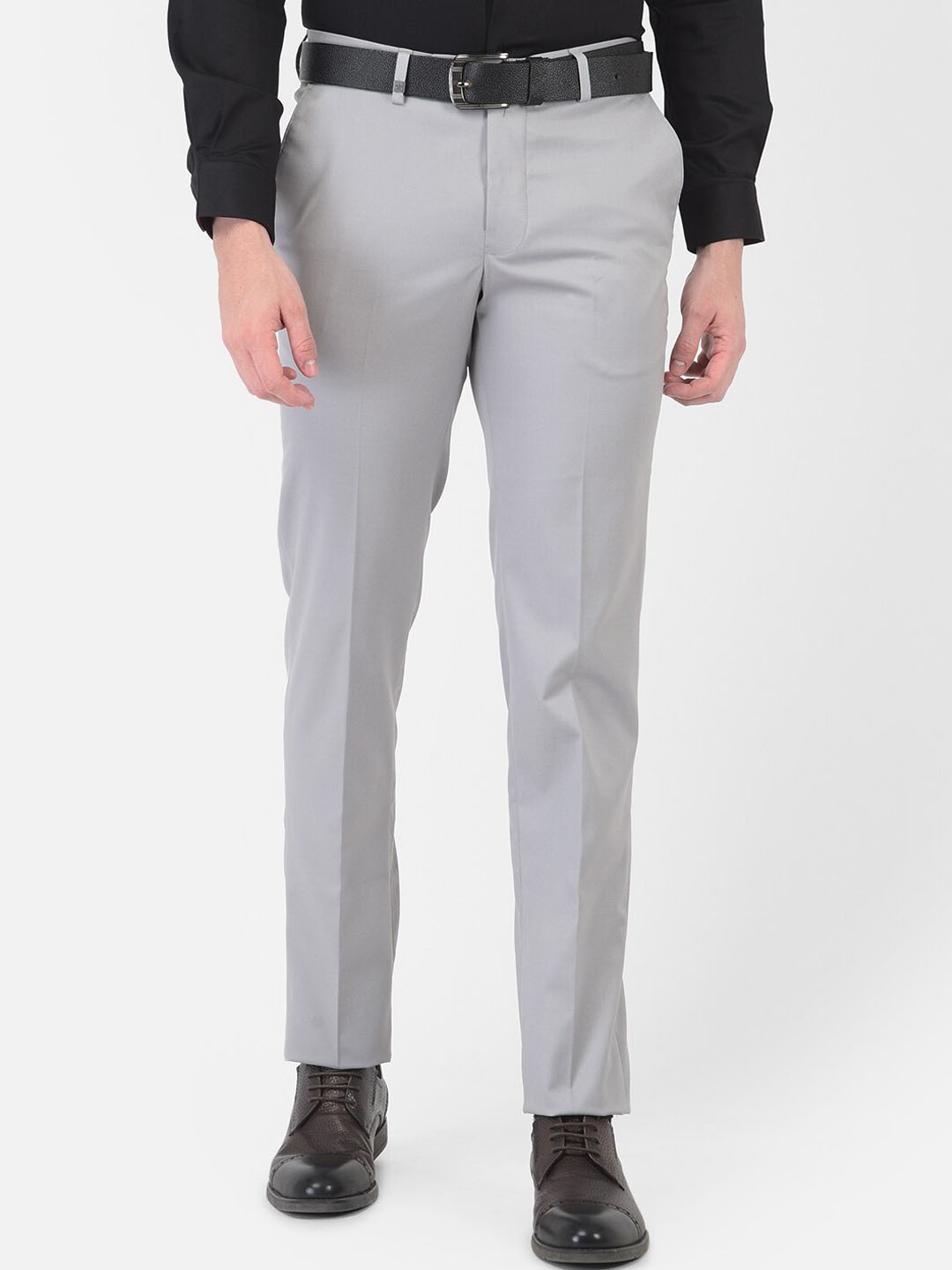 

Turtle Men Silver-Toned Textured Slim Fit Formal Trousers