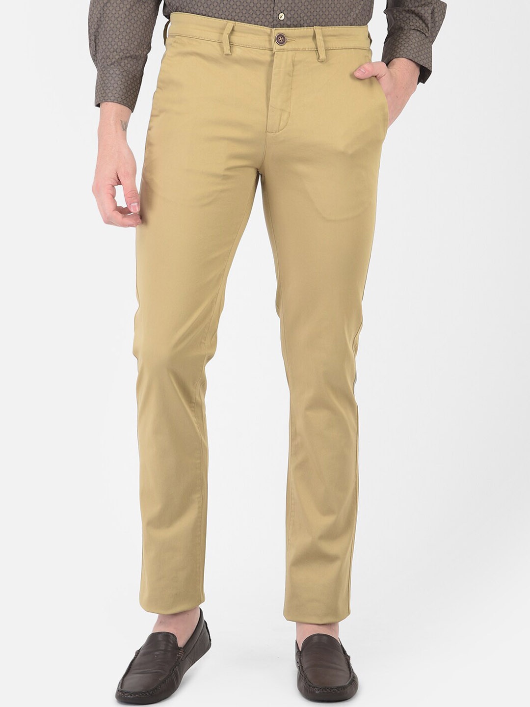 

Turtle Men Khaki Solid Narrow Fit Trousers