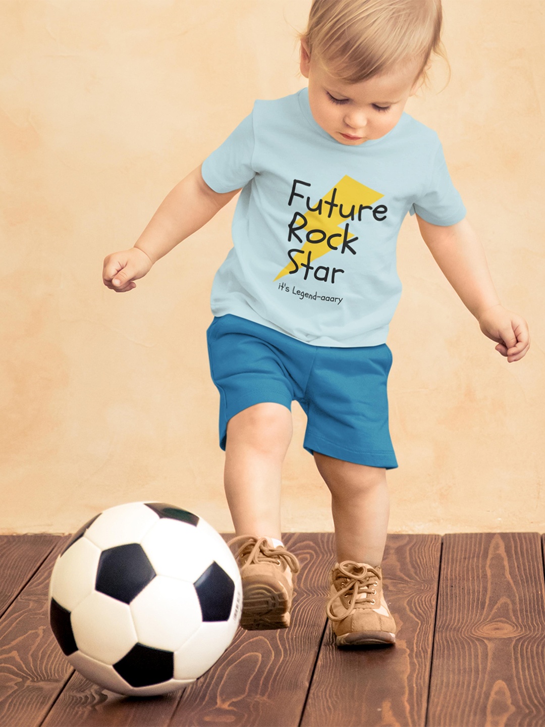 

MA Baby Kids Turquoise Blue Typography Printed Pure Cotton Bio Finish T-shirt