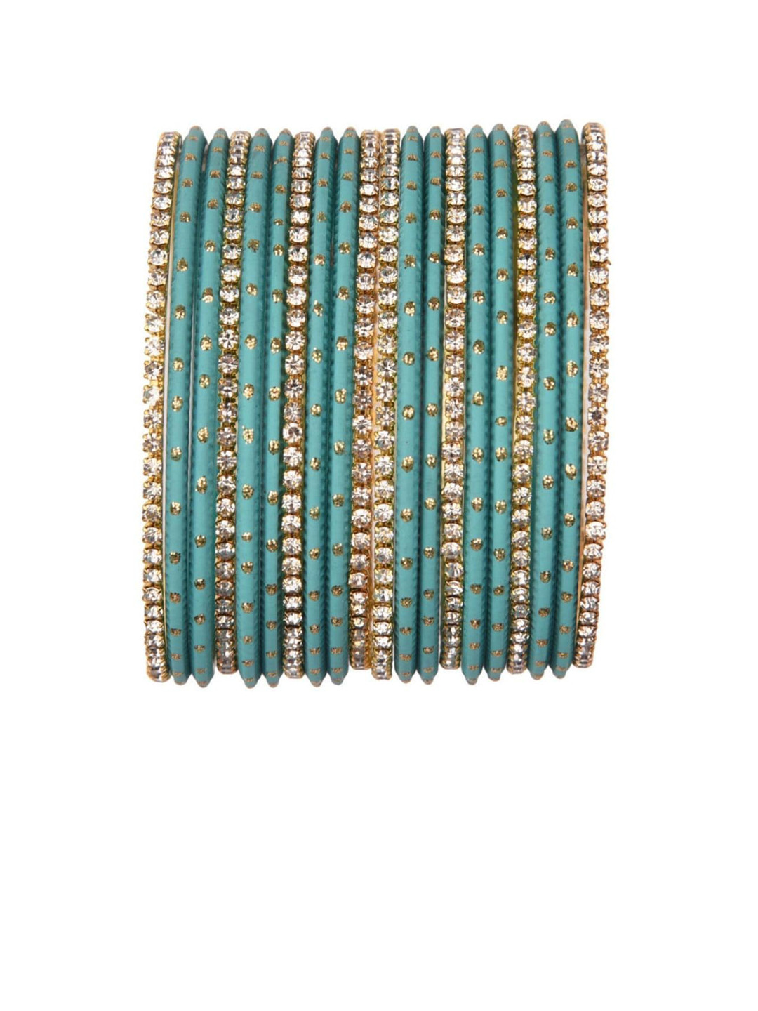 

Efulgenz Set Of 20 Blue & White Crystal Studded Bangle