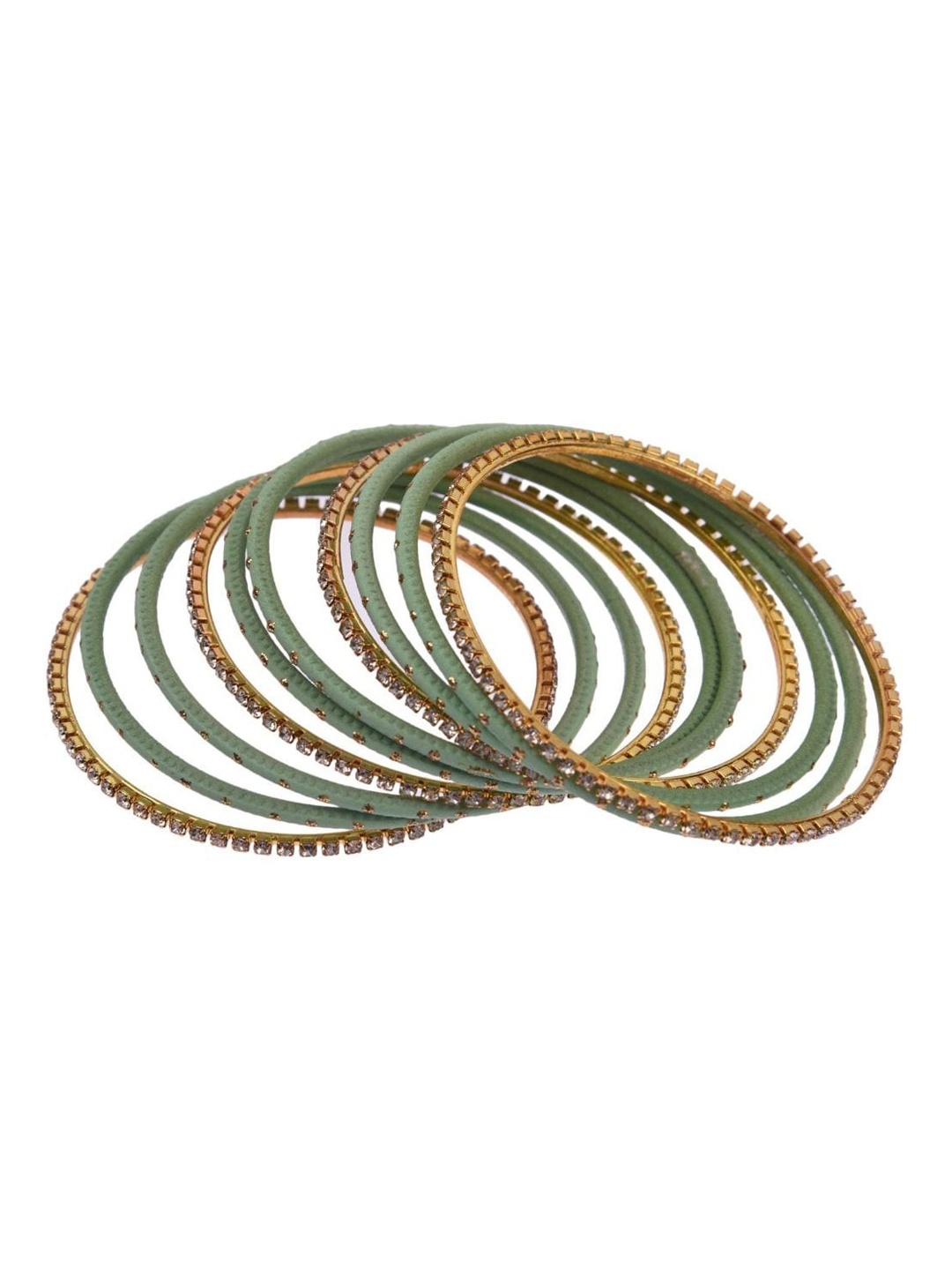 

Efulgenz Set of 20 Lime Green CZ Crystals Studded Bangles