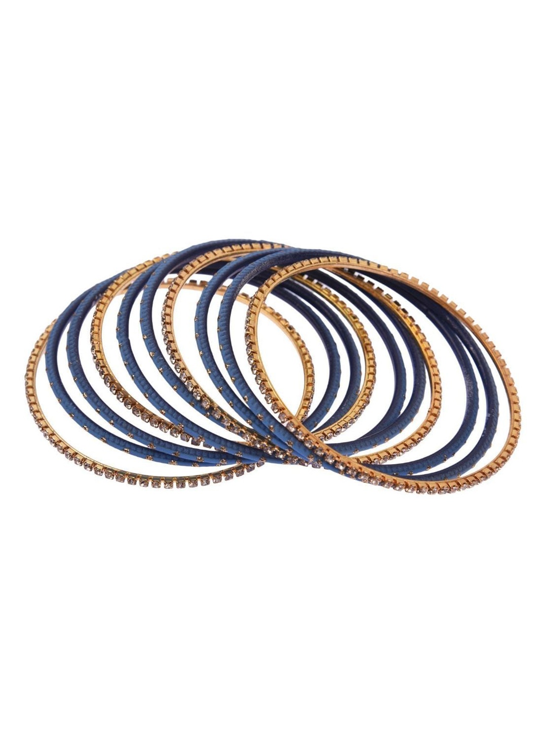 

Efulgenz Set Of 20 Blue Crystal Studded Classic Fashion Bangle Set