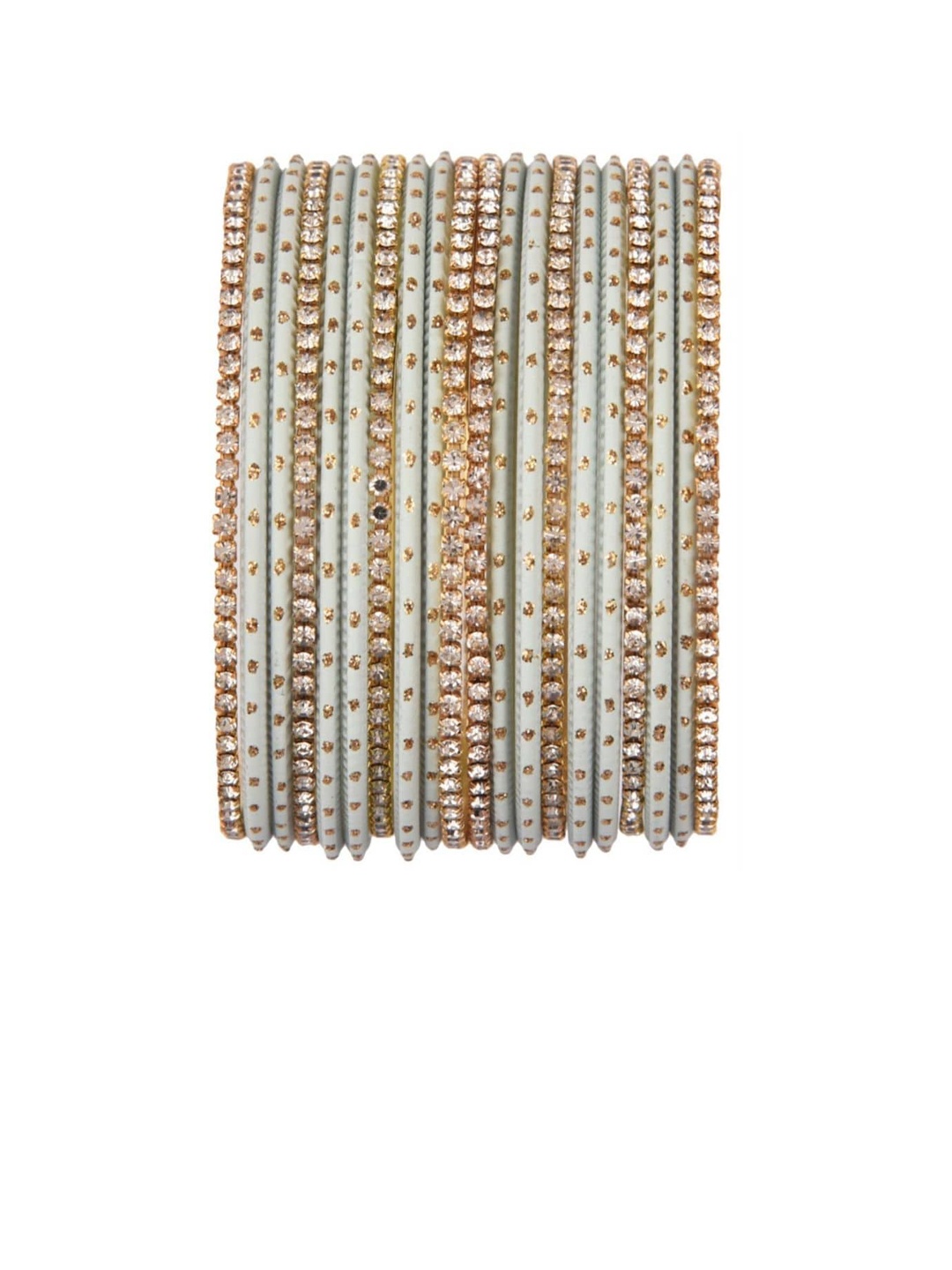 

Efulgenz Set Of 20 Gold-Toned White Crystal Studded Bangle Set