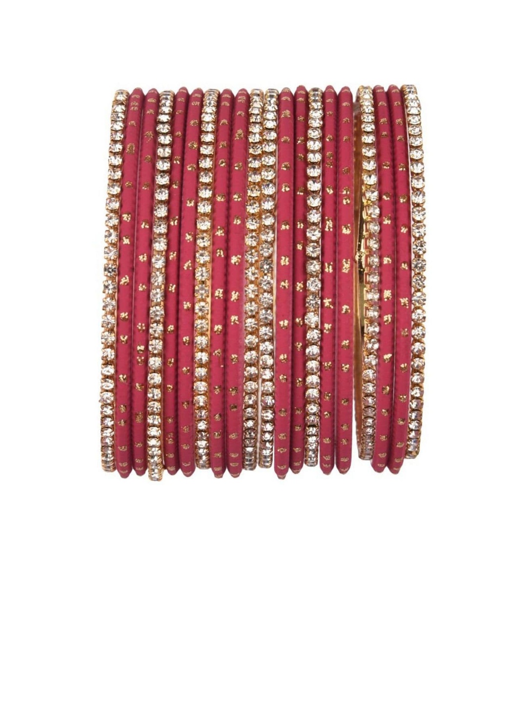 

Efulgenz Set Of 20 Gold-Toned & Red Embellished Bangles