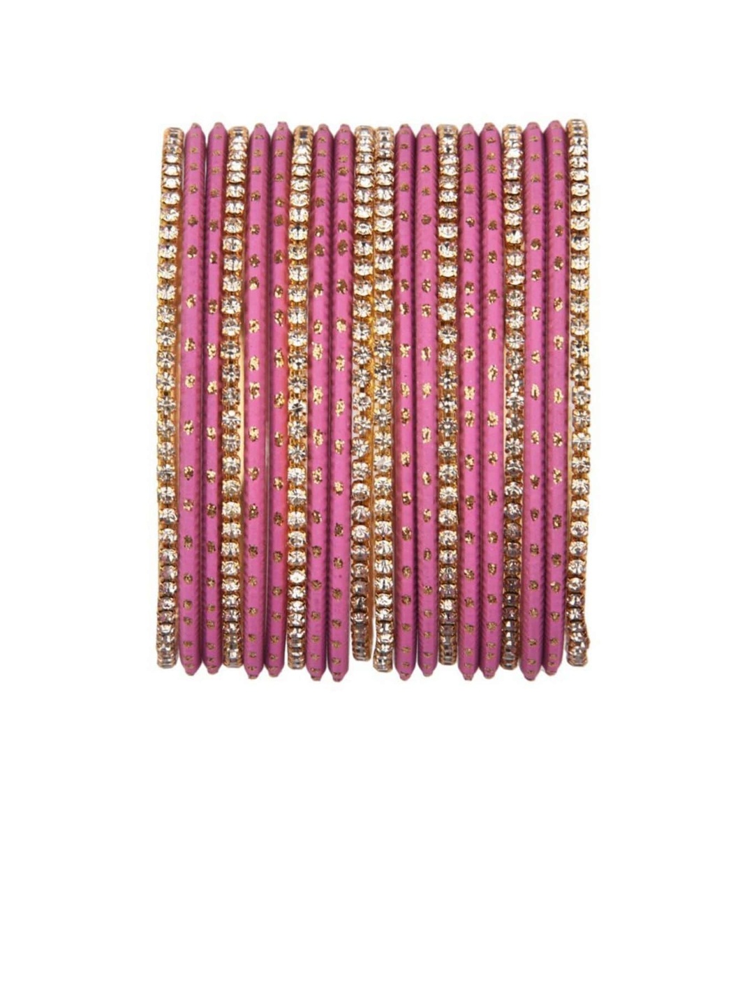 

Efulgenz Set Of 20 Gold-Toned & Pink Embellished Bangles