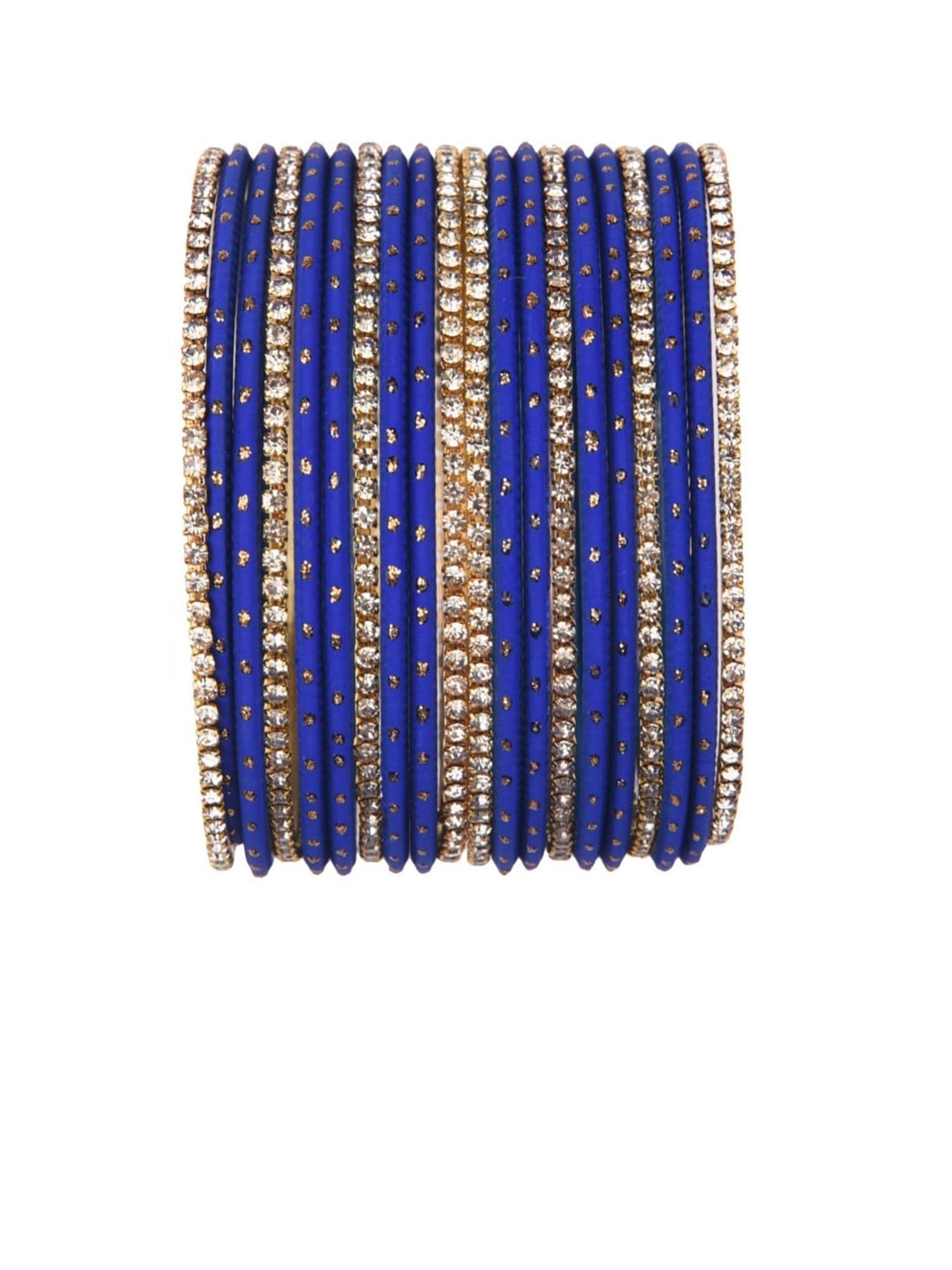 

Efulgenz Set Of 20 Gold-Toned Blue Crystal Studded Bangle Set