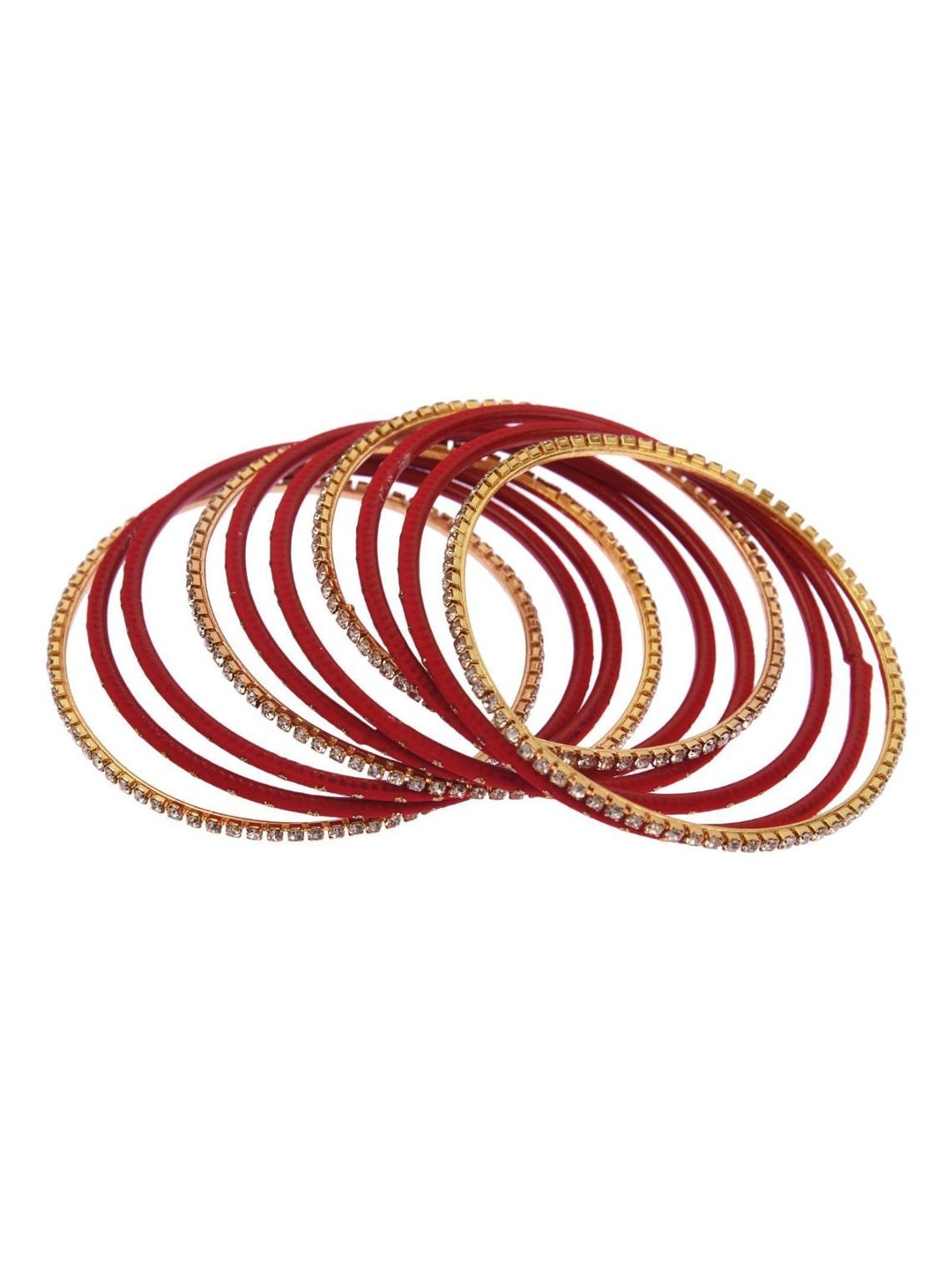 

Efulgenz Set Of 20 Gold-Toned & Red Bangles