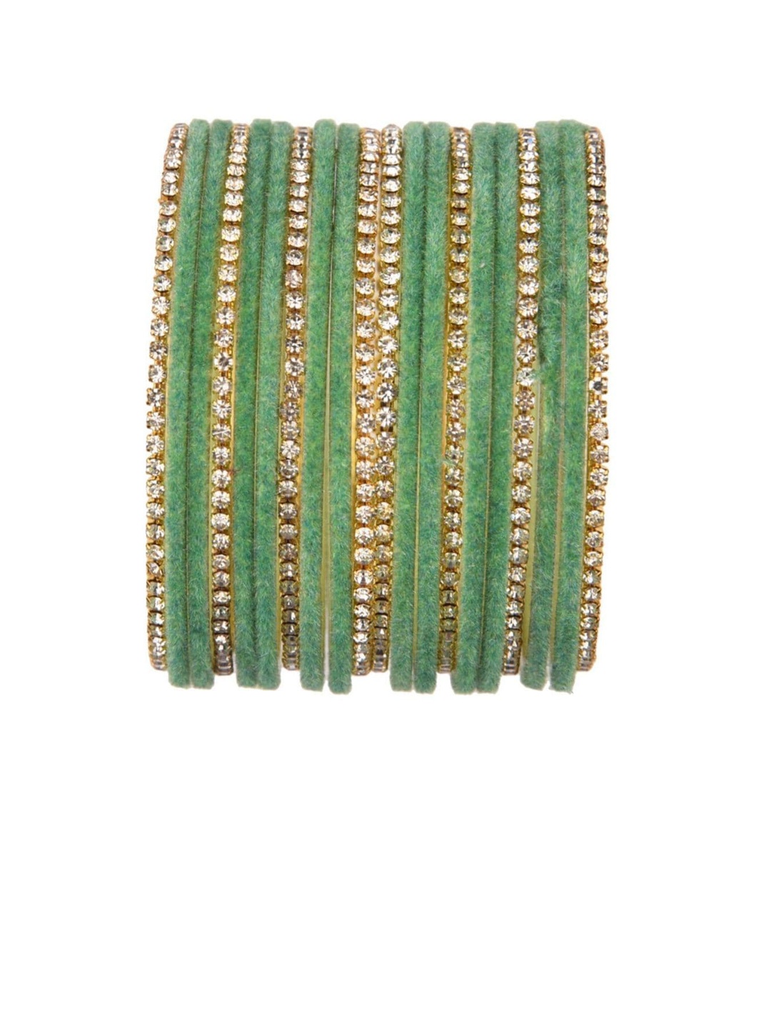 

Efulgenz Set Of 20 Gold-Toned & Green Embellished Bangles