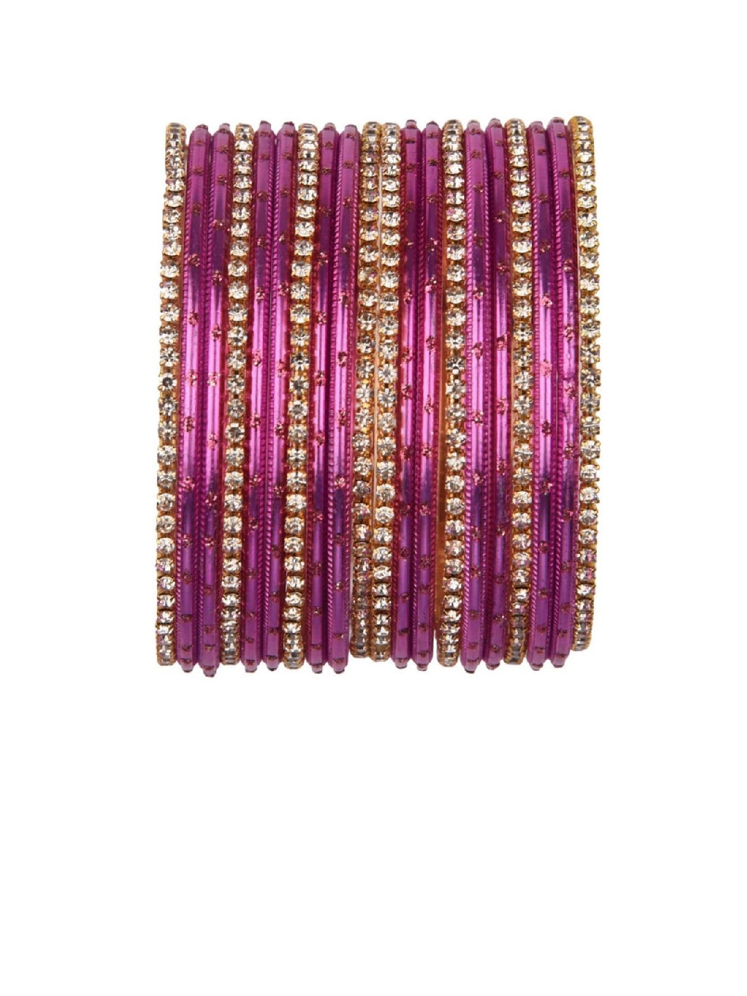 

Efulgenz Set Of 20 Pink & White Crystal Studded Bangle
