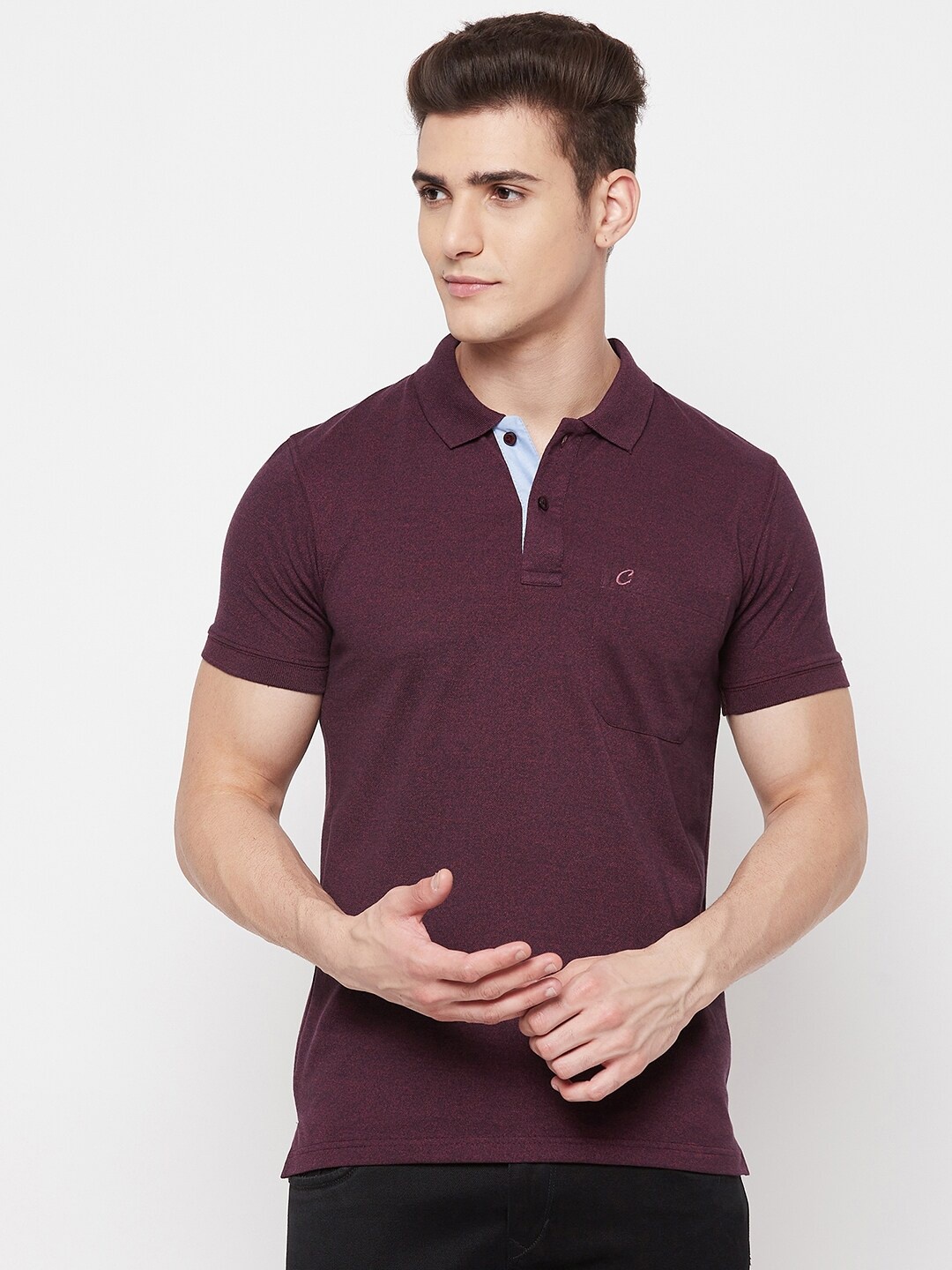 

Camey Men Maroon Polo Collar T-shirt
