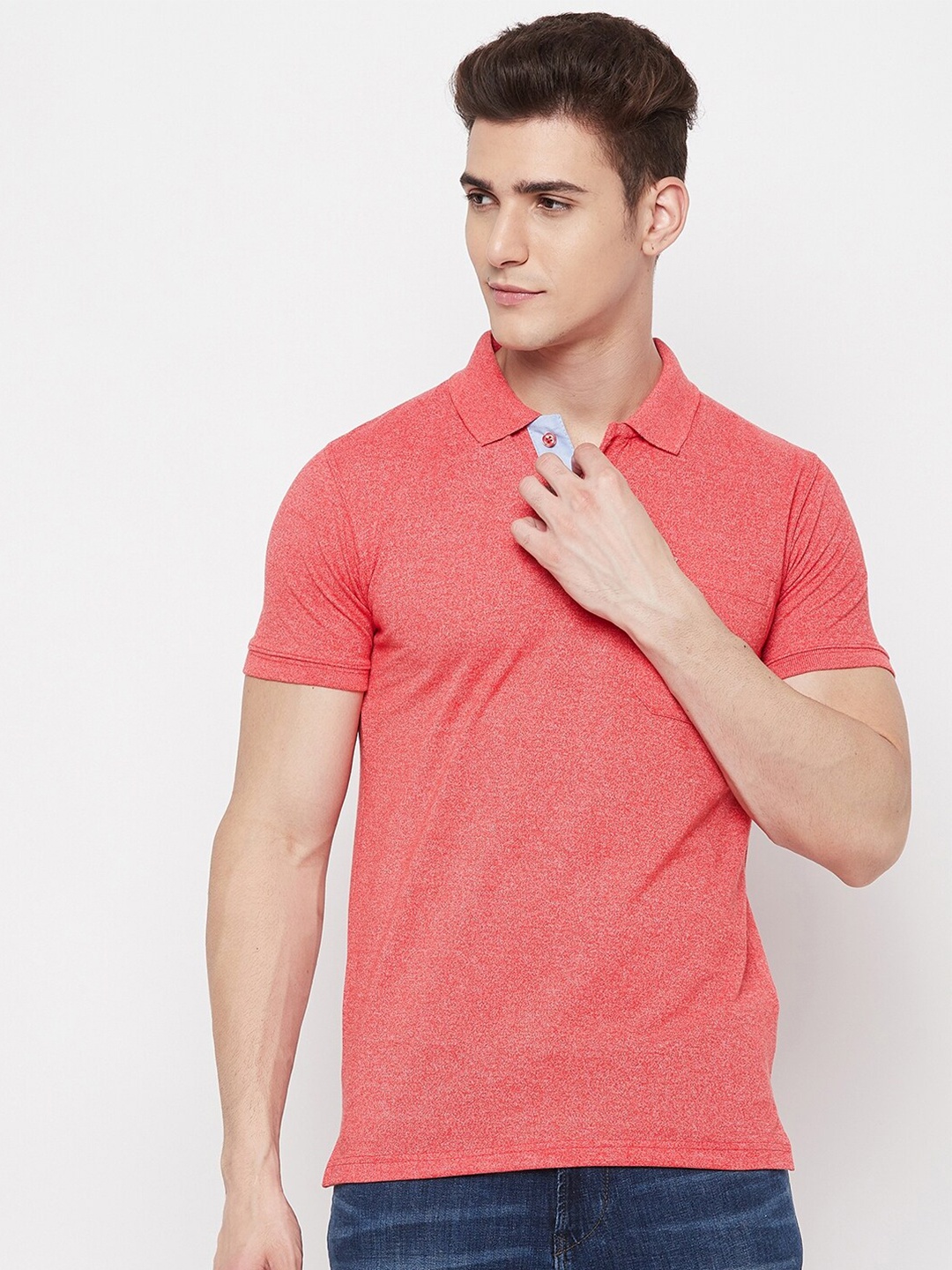 

Camey Men Red Polo Collar T-shirt