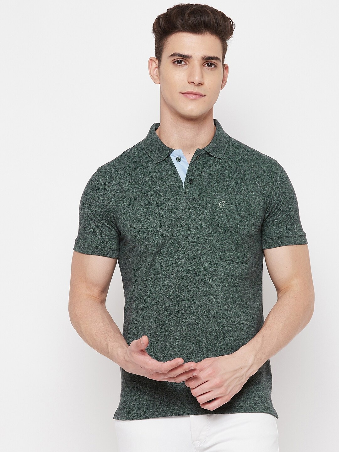 

Camey Men Olive Green Polo Collar T-shirt