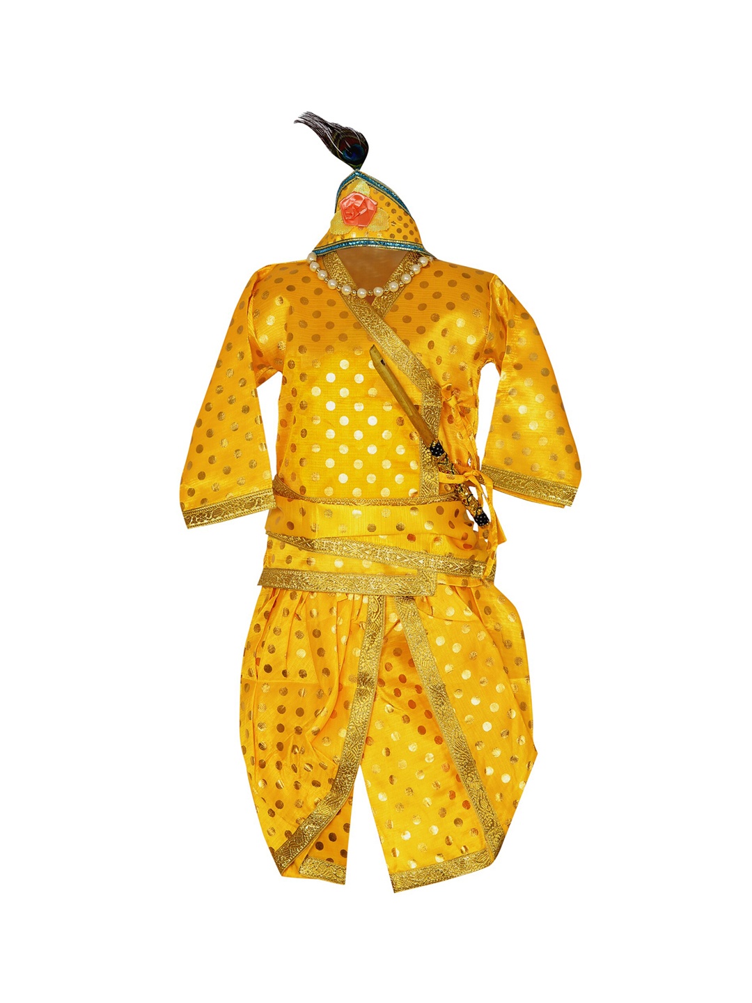 

Ahhaaaa Boys Yellow Angrakha Pure Cotton Kurta with Dhoti Pants
