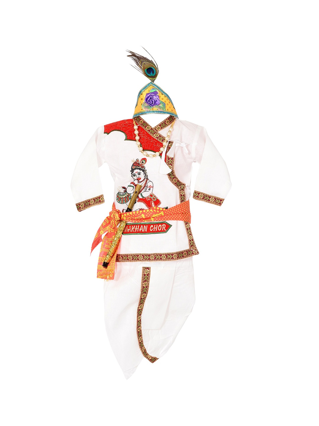 

ahhaaaa Boys White Pure Cotton Kurta with Salwar & With Dupatta