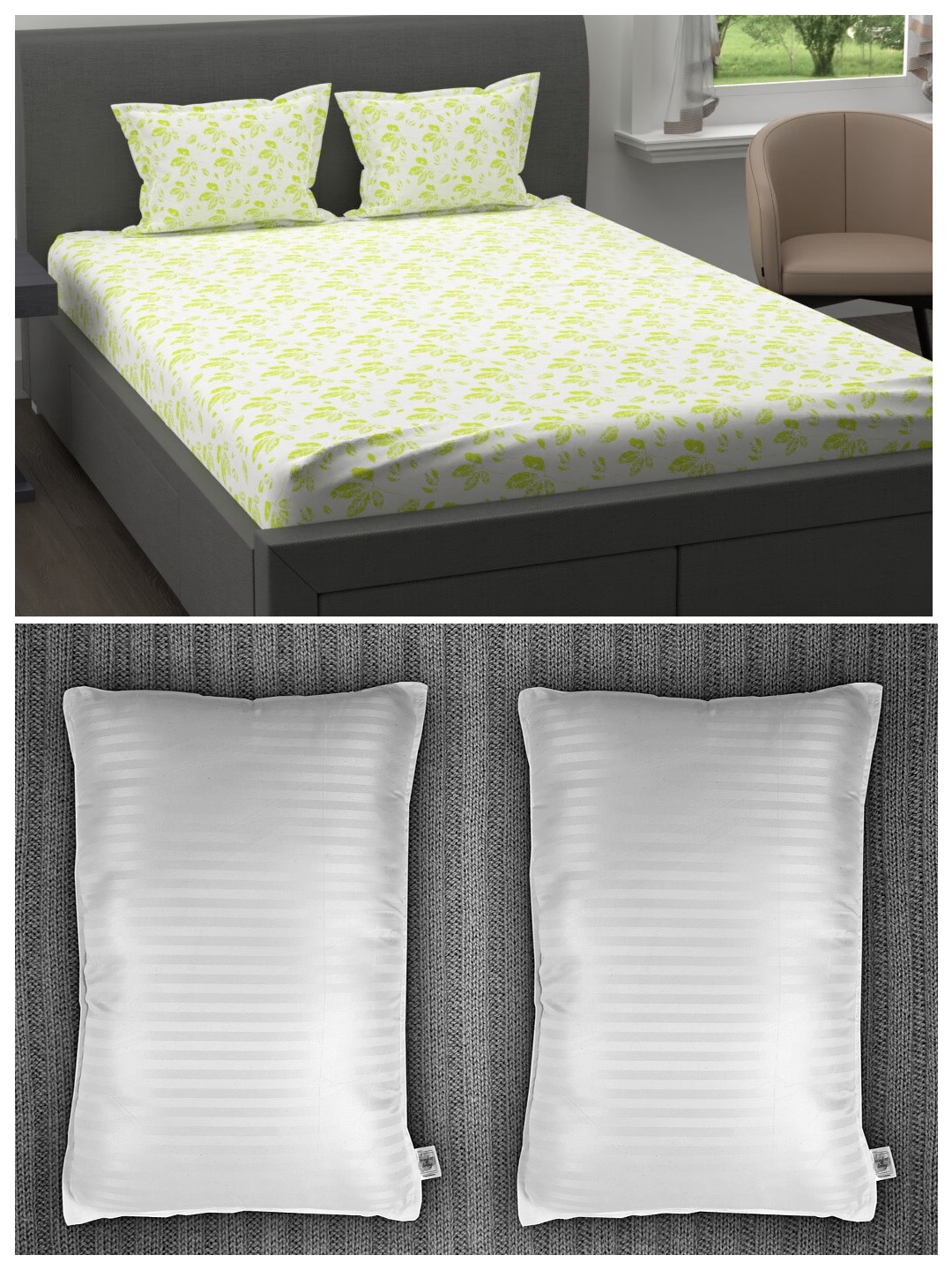 

Trident White Floral King Size Sheet Set With 2 Pillows
