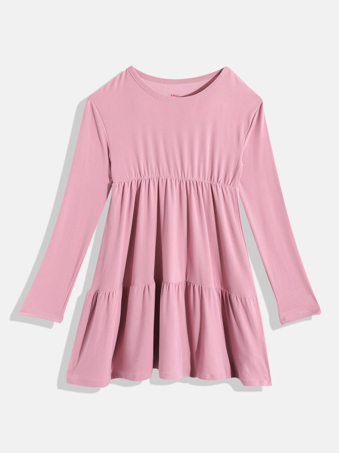 

Macy's Epic Threads Girls Pink Solid Tiered A-Line Dress