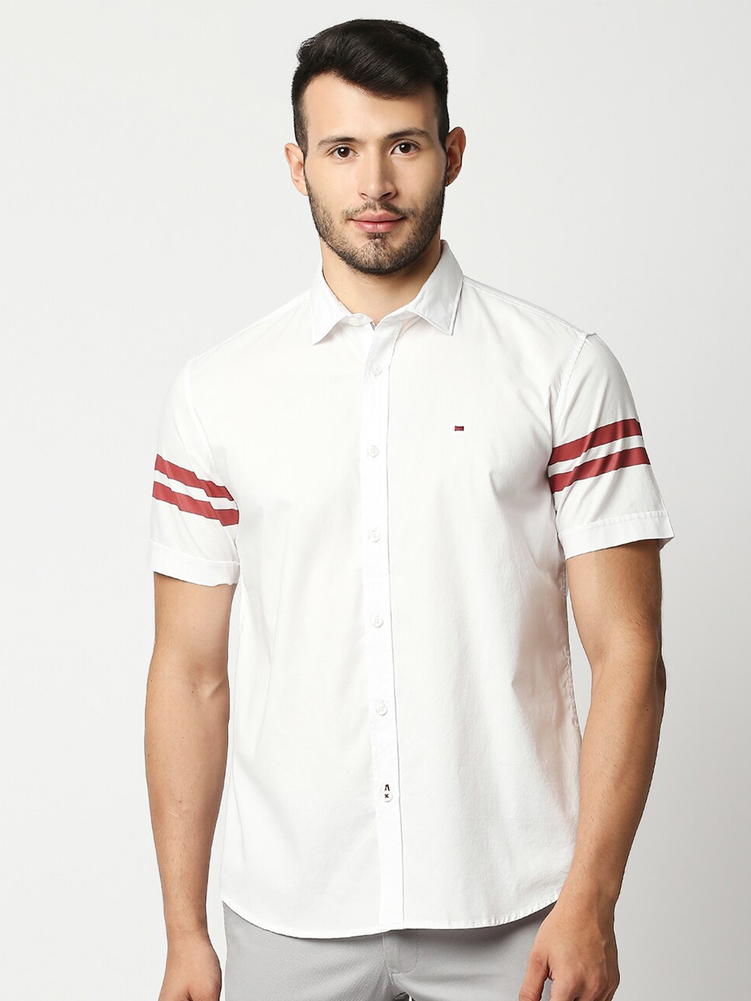 

Basics Men White Slim Fit Casual Shirt