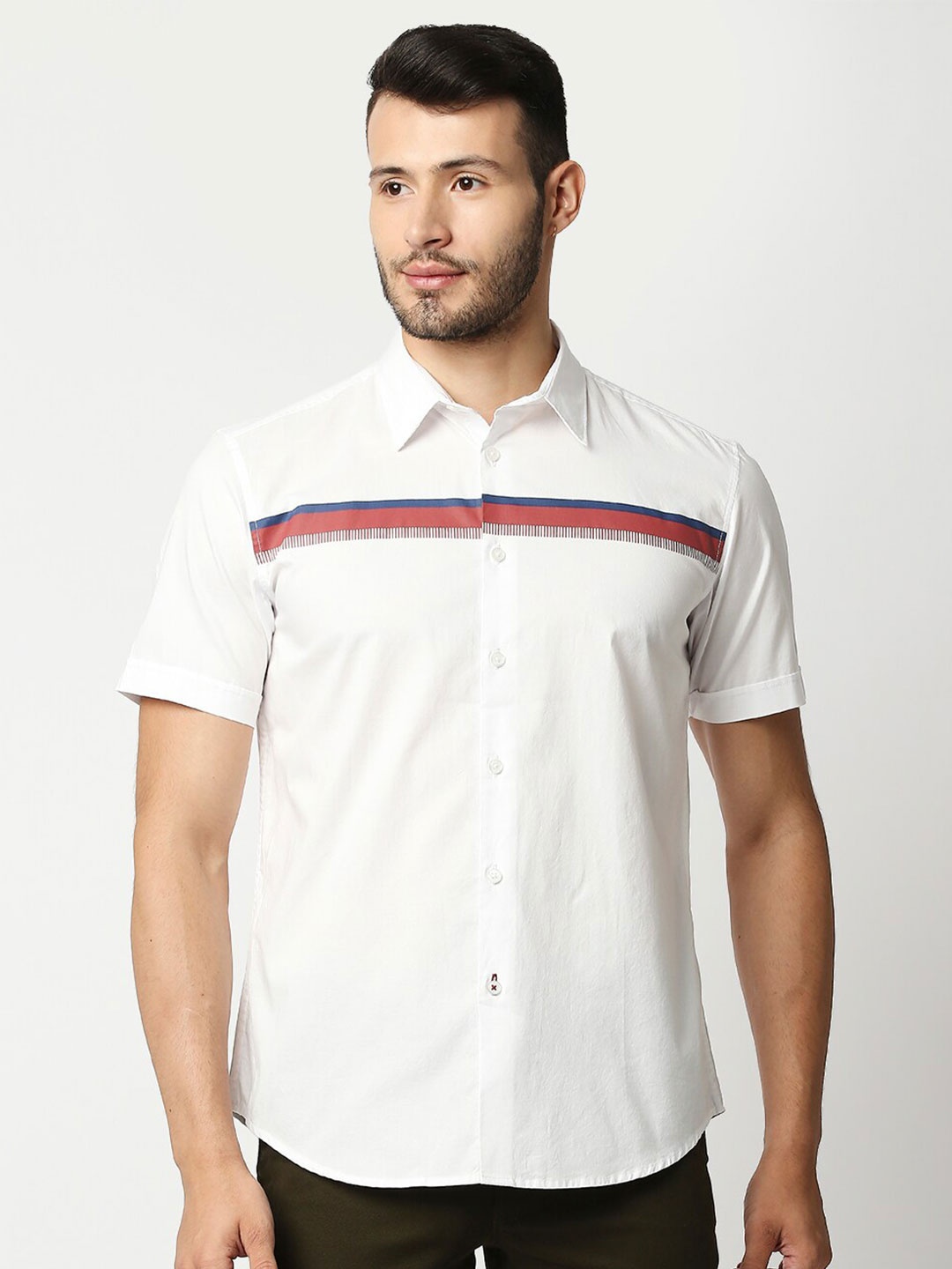 

Basics Men White Slim Fit Casual Shirt
