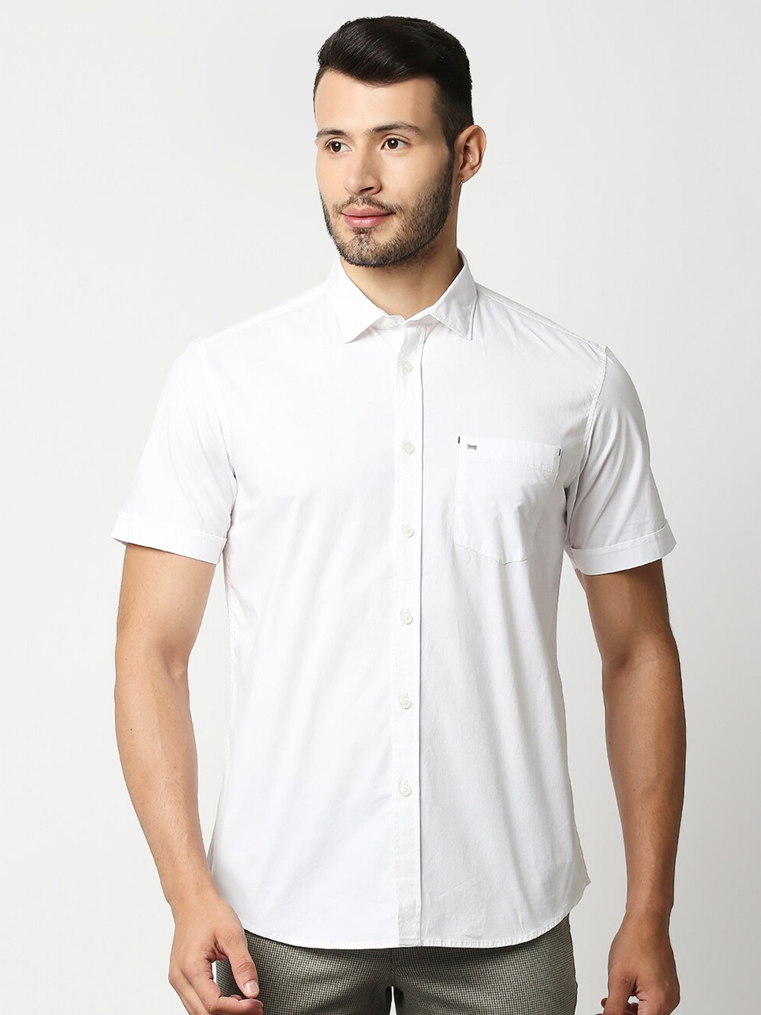 

Basics Men White Slim Fit Casual Shirt