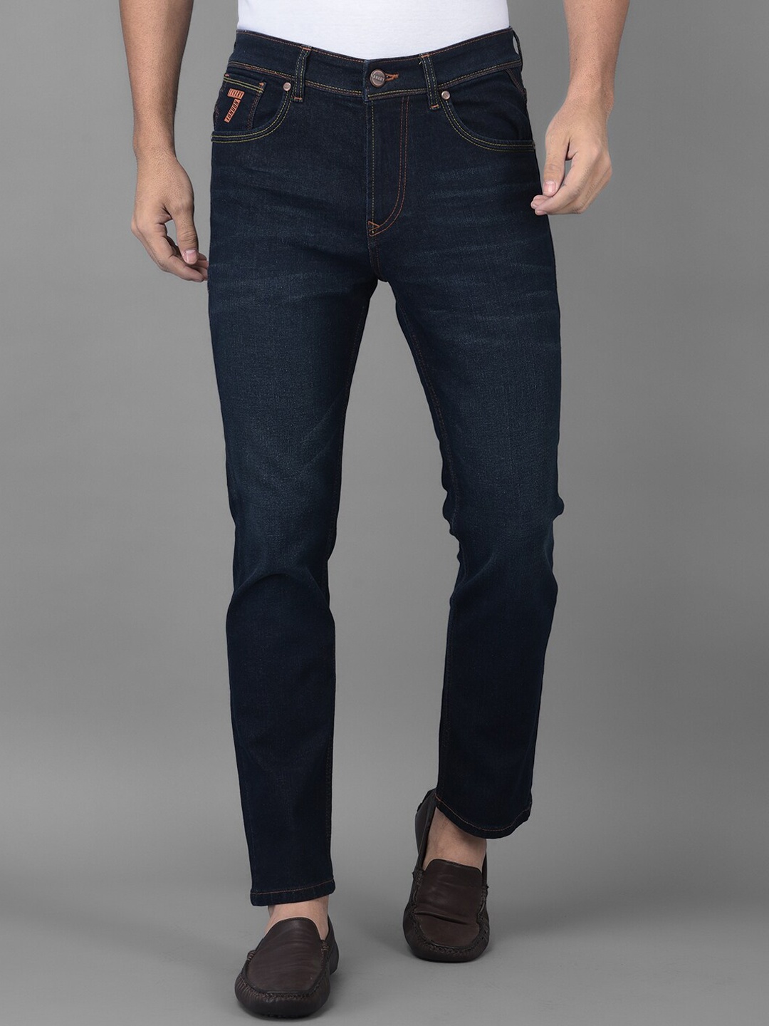 

Canary London Men Blue Smart Straight Fit Low-Rise Printed Stretchable Jeans