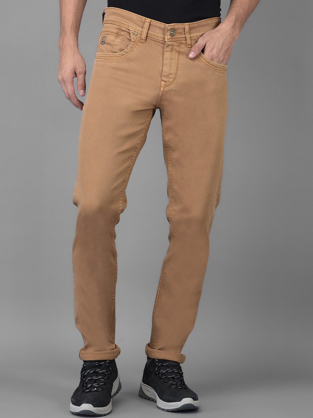

Canary London Men Khaki Smart Slim Fit Low-Rise Printed Stretchable Jeans