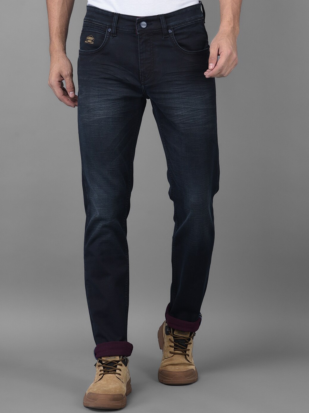 

Canary London Men Blue Slim Fit Low-Rise Low Distress Light Fade Stretchable Jeans