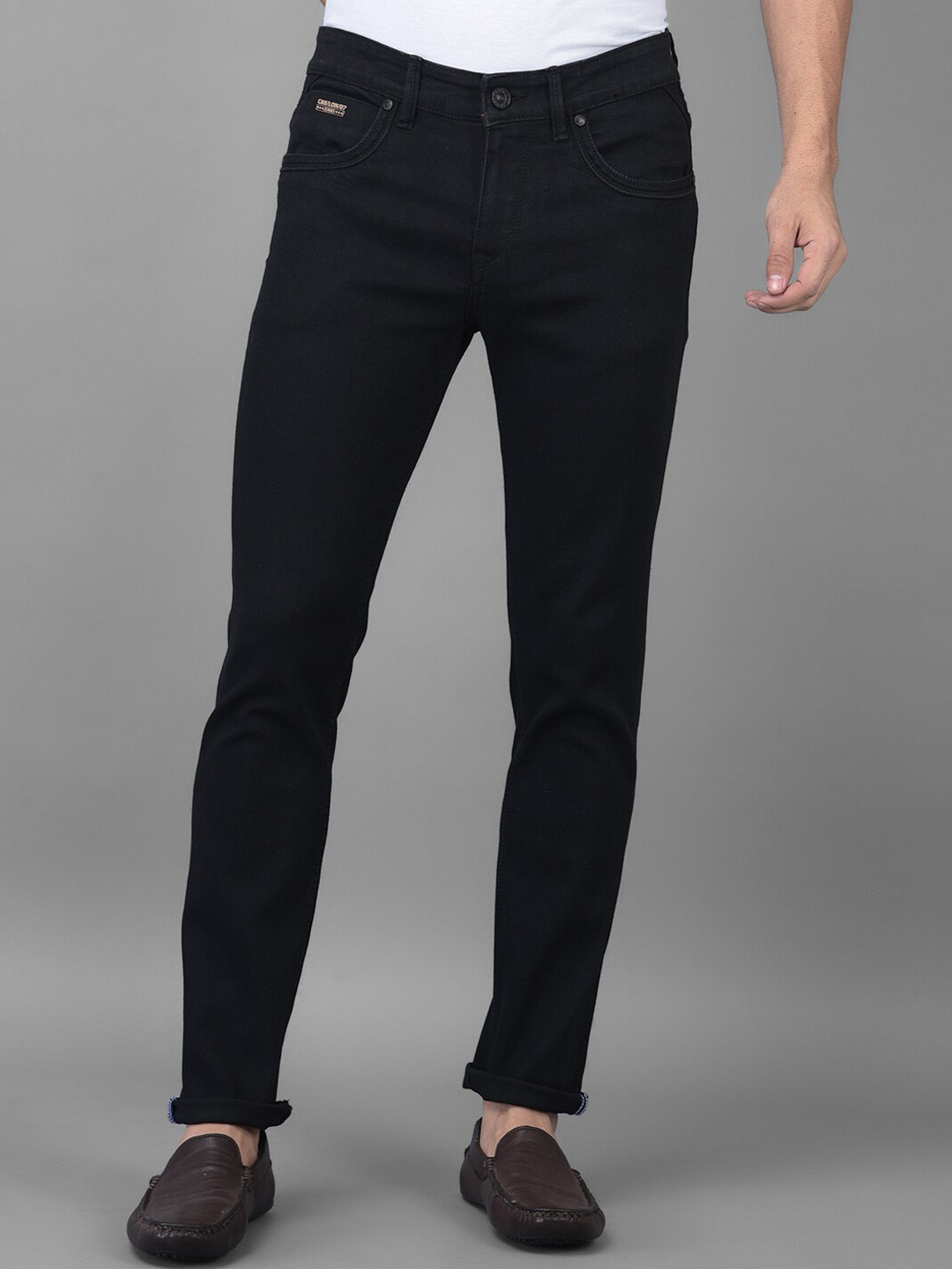 

Canary London Men Black Smart Slim Fit Low-Rise Printed Stretchable Jeans