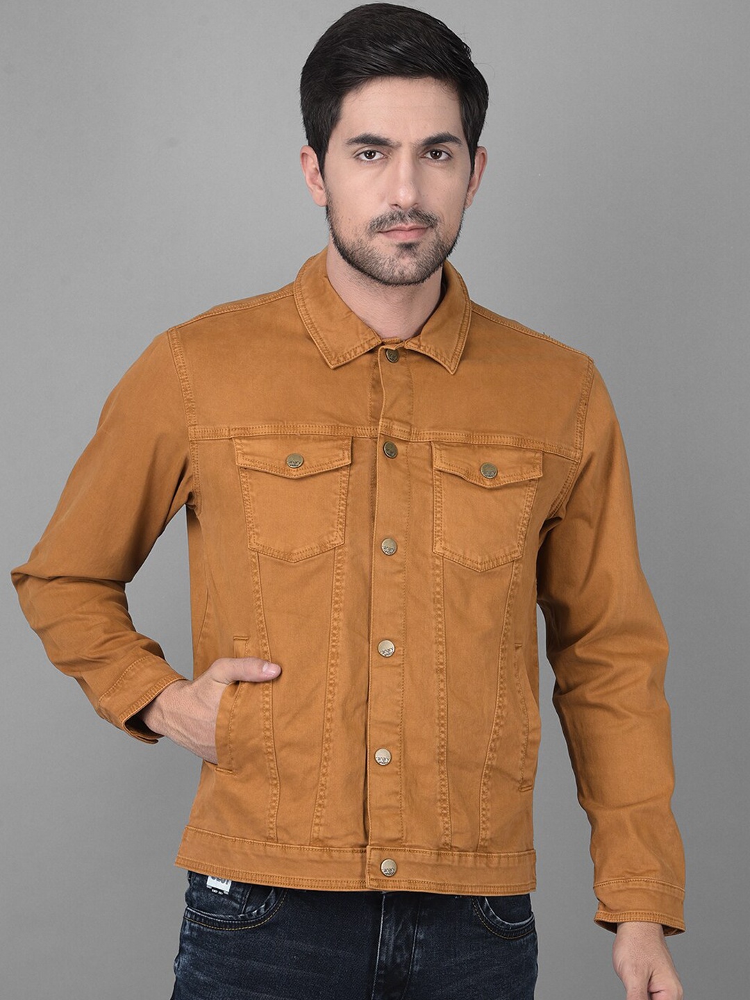 

Canary London Men Mustard Full Sleeves Denim Jacket